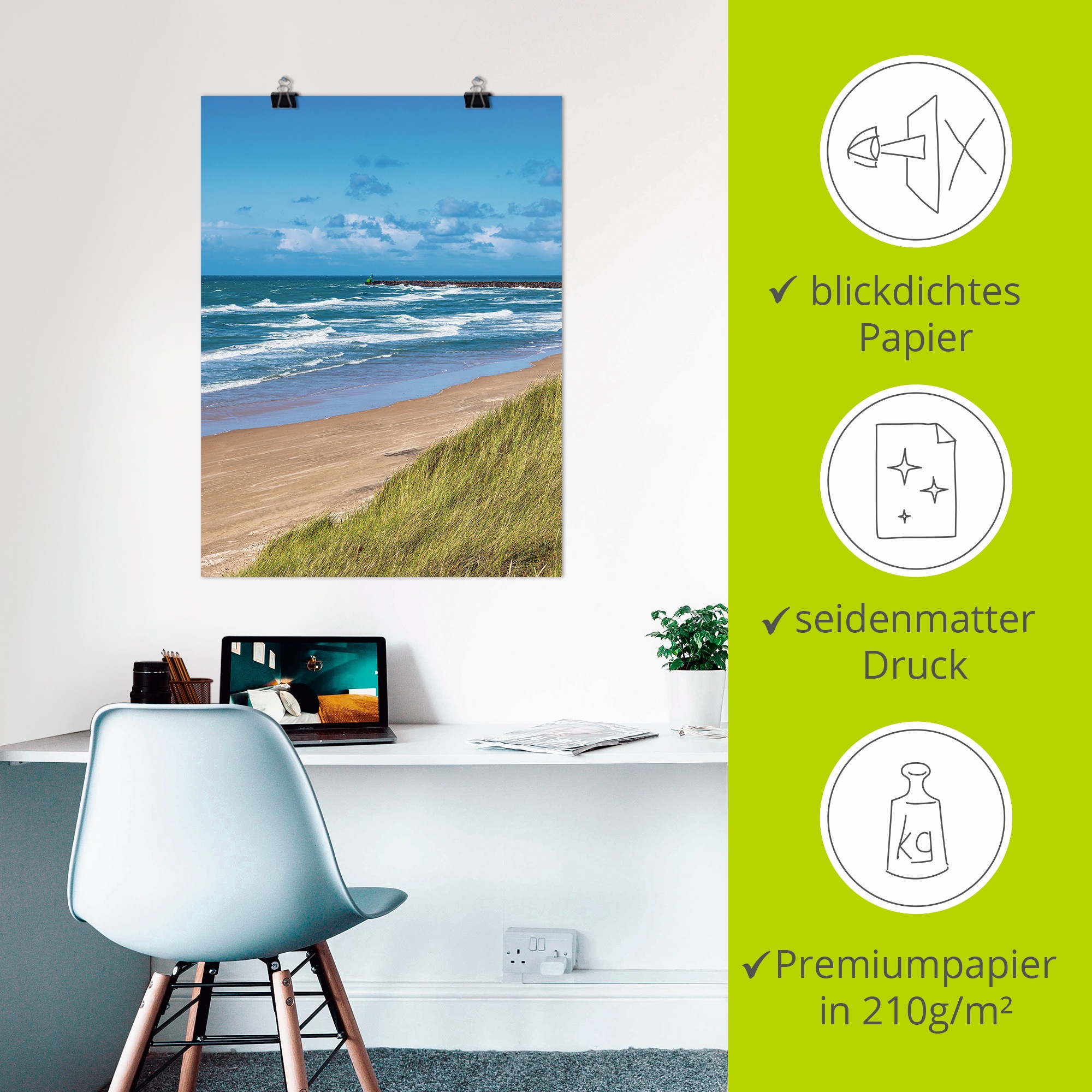 Artland Poster »Düne und Strand bei Hirtshals Dänemark I«, Küstenbilder, (1 St.), als Alubild, Outdoorbild, Leinwandbild in verschied. Größen