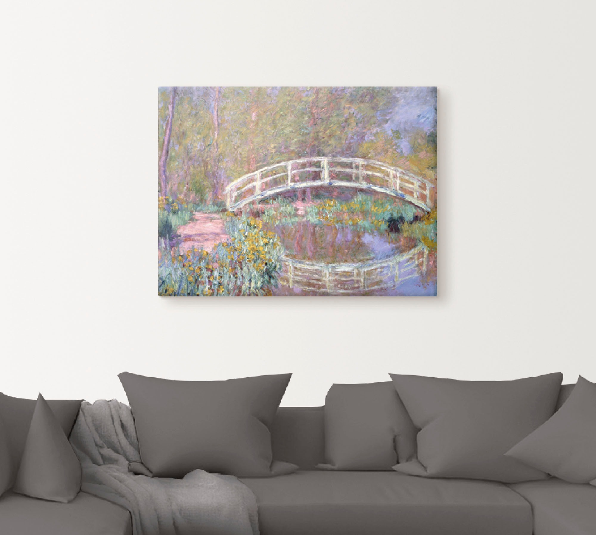 Artland Leinwandbild "Brücke in Monets Garten" Gewässer 1 Stk. tlg. auf Hol günstig online kaufen