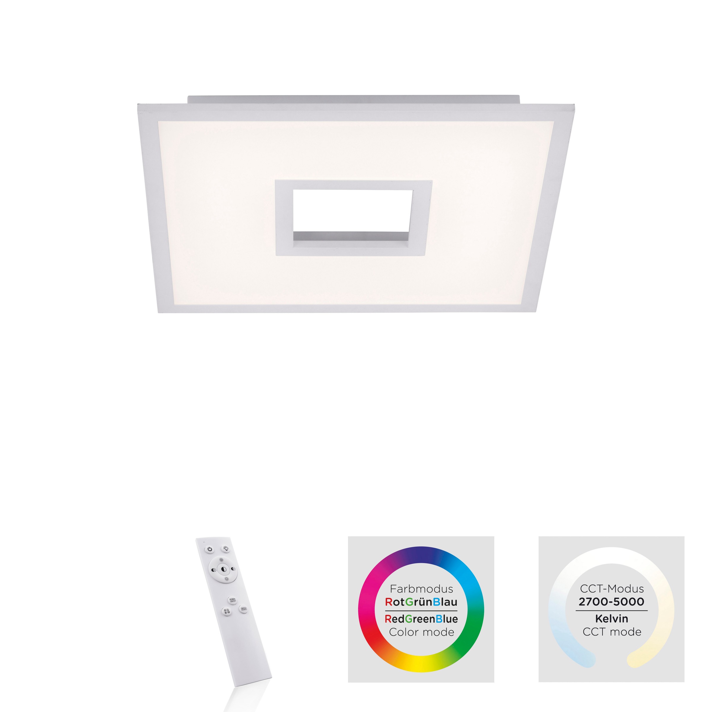 JUST LIGHT LED Deckenleuchte »RECESS«, 1 flammig, Leuchtmittel LED-Board | LED fest integriert, dimmbar über Fernbedienung