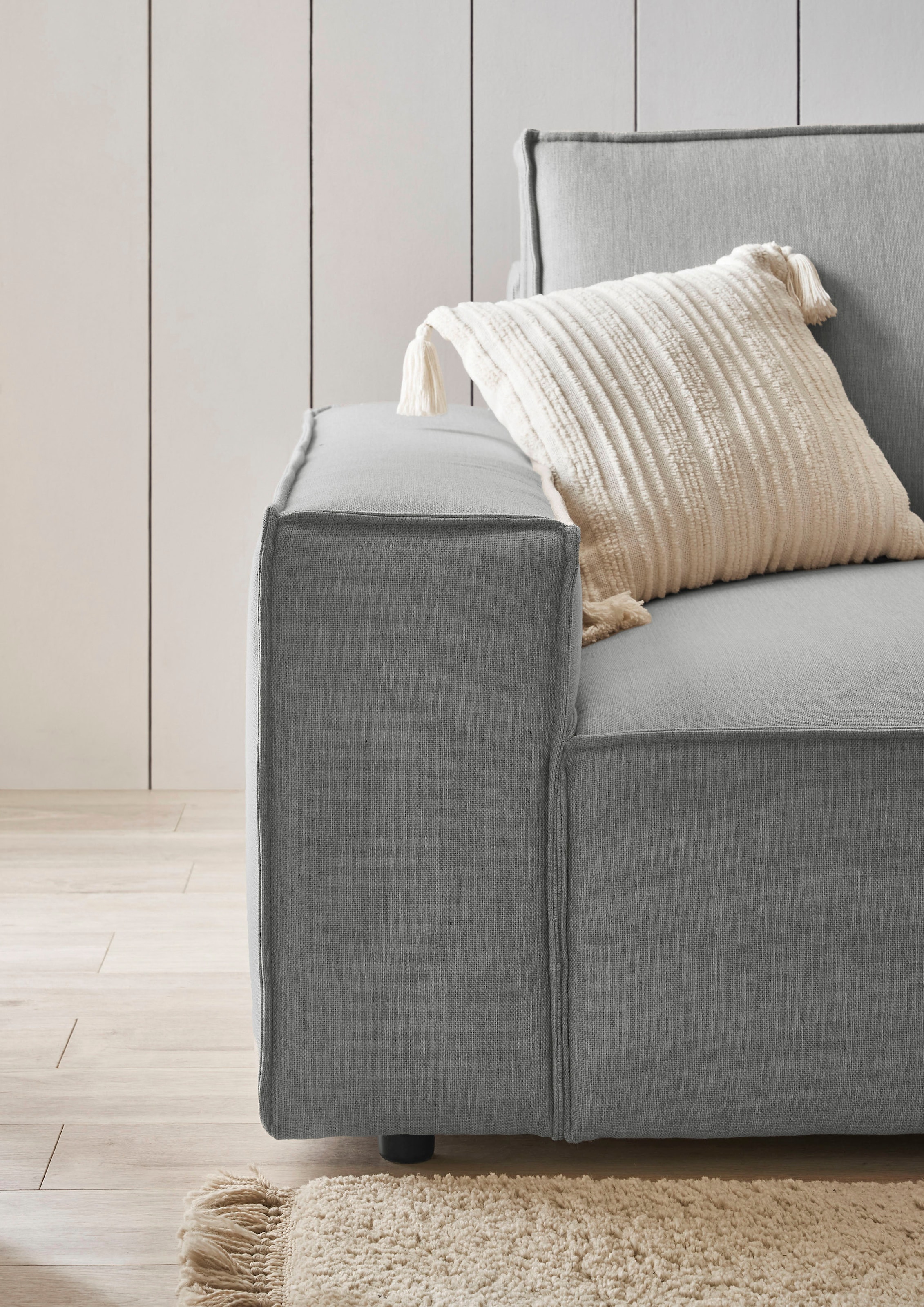 Home affaire Polsterecke »NEU: SHERWOOD XXL tief, L-Form mit Schlaffunktion, Big-Sofa mit Hocker«, (Set, 2 St.), stellbar zum Schlafsofa (Krokodilverbinder), Cord, Leinenoptik