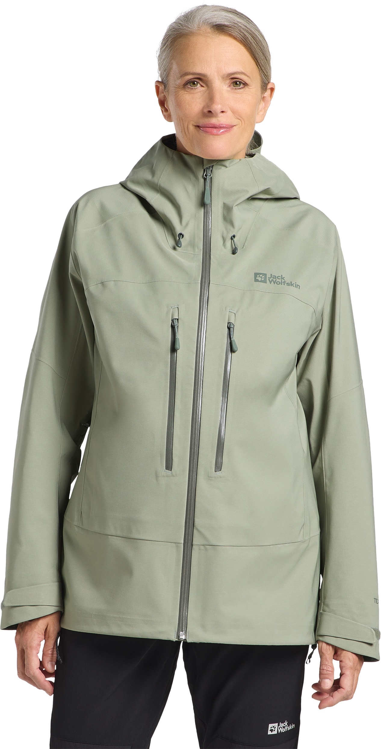 Jack Wolfskin Funktionsjacke "KAMMWEG 3L JKT W" mit Kapuze 3 Lagen Wetterschutzjacke, wasser-und winddicht, atmungsaktiv