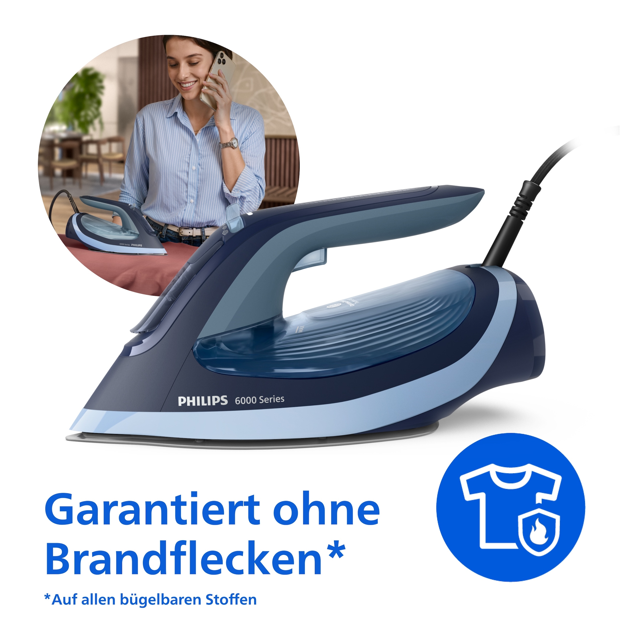 Philips Dampfbügeleisen »DST6120/20 6000 Series High-End mit 4 Dampfeinstellungen« 2600 W 2600 W, SteamGlide Plus, mit 300 ml Wassertank und 190 g Dampfstoß