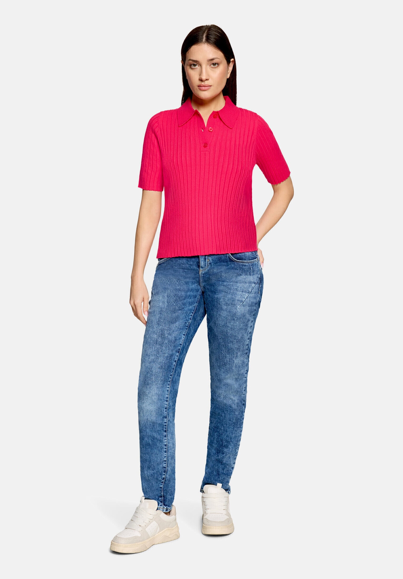 Cartoon Kurzarmshirt "Damen mit Kragen" 1 tlg.