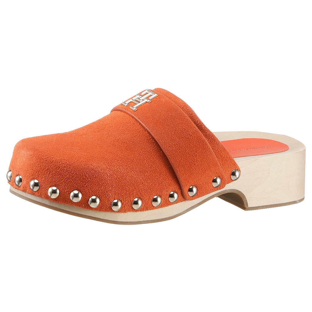 Tommy Hilfiger Clog »TH CLOG SUEDE«, mit glänzenden Nieten