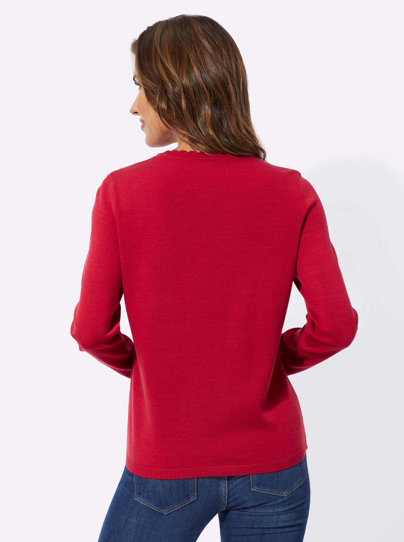 Strickpullover CLASSIC BASICS "Ajour-Pullover", Damen, Gr. 38, lila (erdbeere), 100% Polyacryl, unifarben, Pullover Strickpullover 2