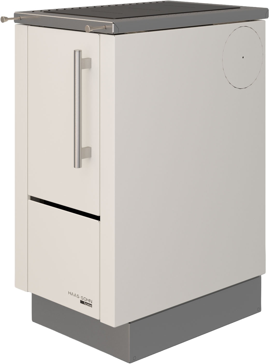 Haas + Sohn Festbrennstoffherd »HS 40 ohne Sichtfenster, weiß, Herdrahmen Edelstahl, Stahlkochplatte«
