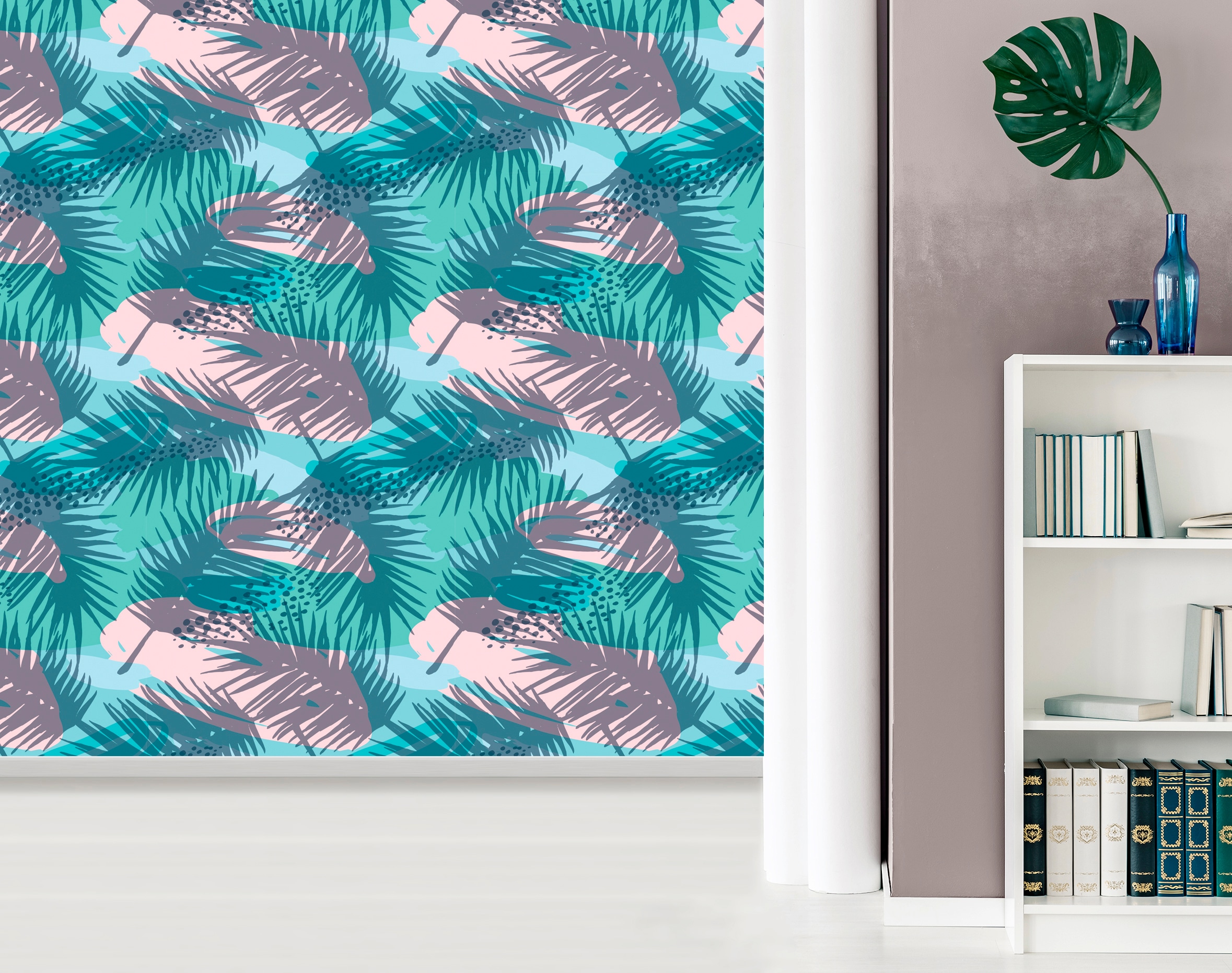 queence Vinyltapete »Dakota«, bedruckt-Motiv-botanisch-floral-gemustert-natürlich, 90x250cm, selbstklebend, kinderleichte Anbringung, Sticker