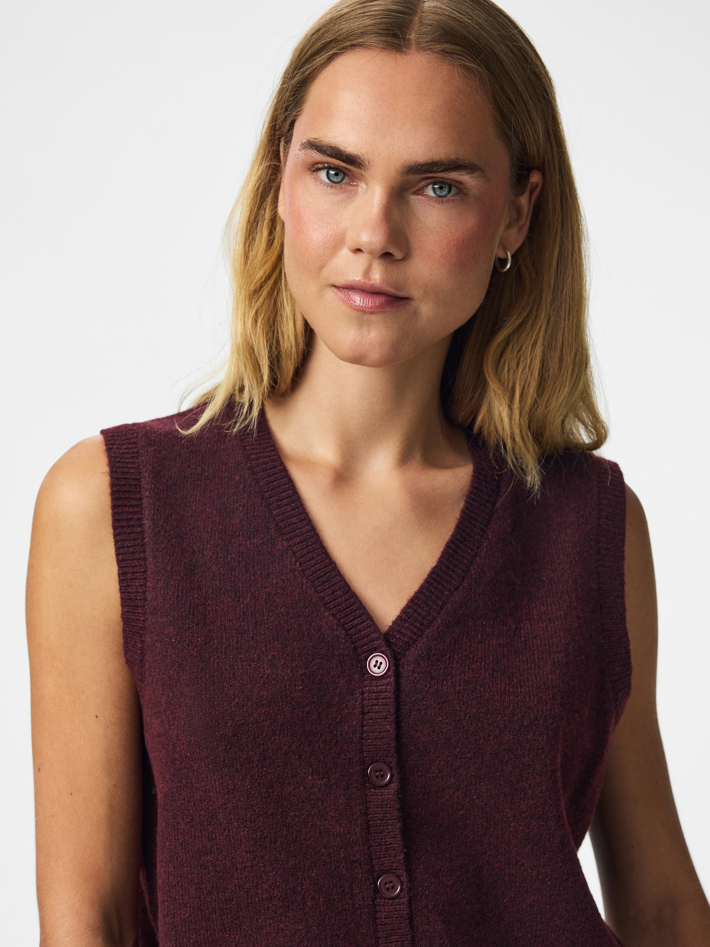 pieces Strickweste »PCSALLY SL V-NECK KNIT VEST NOOS BC« Materialmix