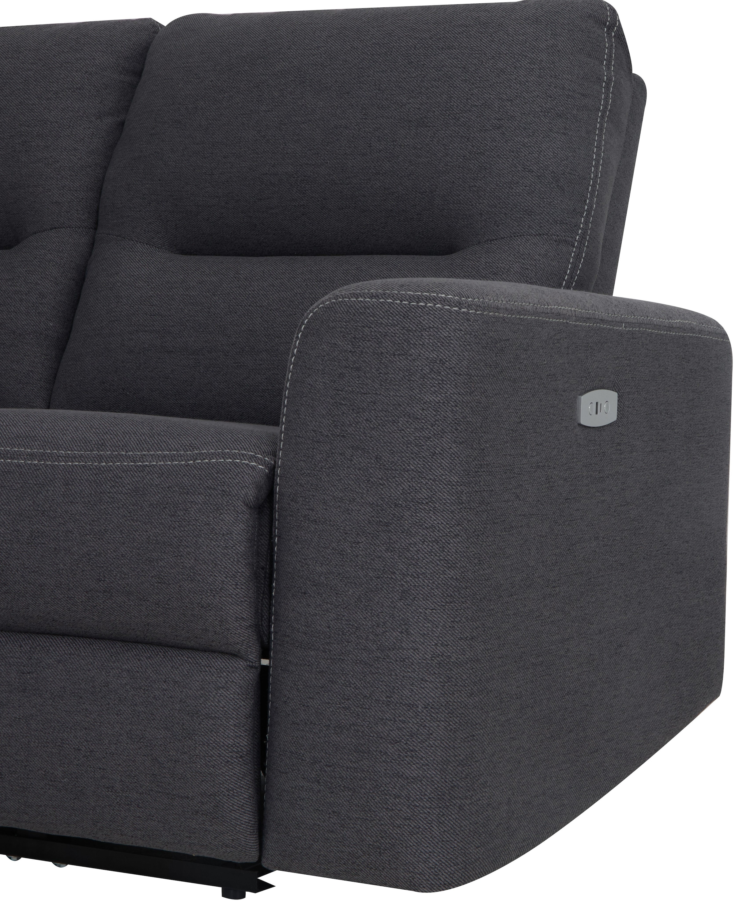 Home affaire Ecksofa »VENOIR, L-Form, 250 cm, manuelle u. elektrische Funktion (m. USB A/C)«, Stauraum unter der Recamiere, 2. Staufach, Federkern