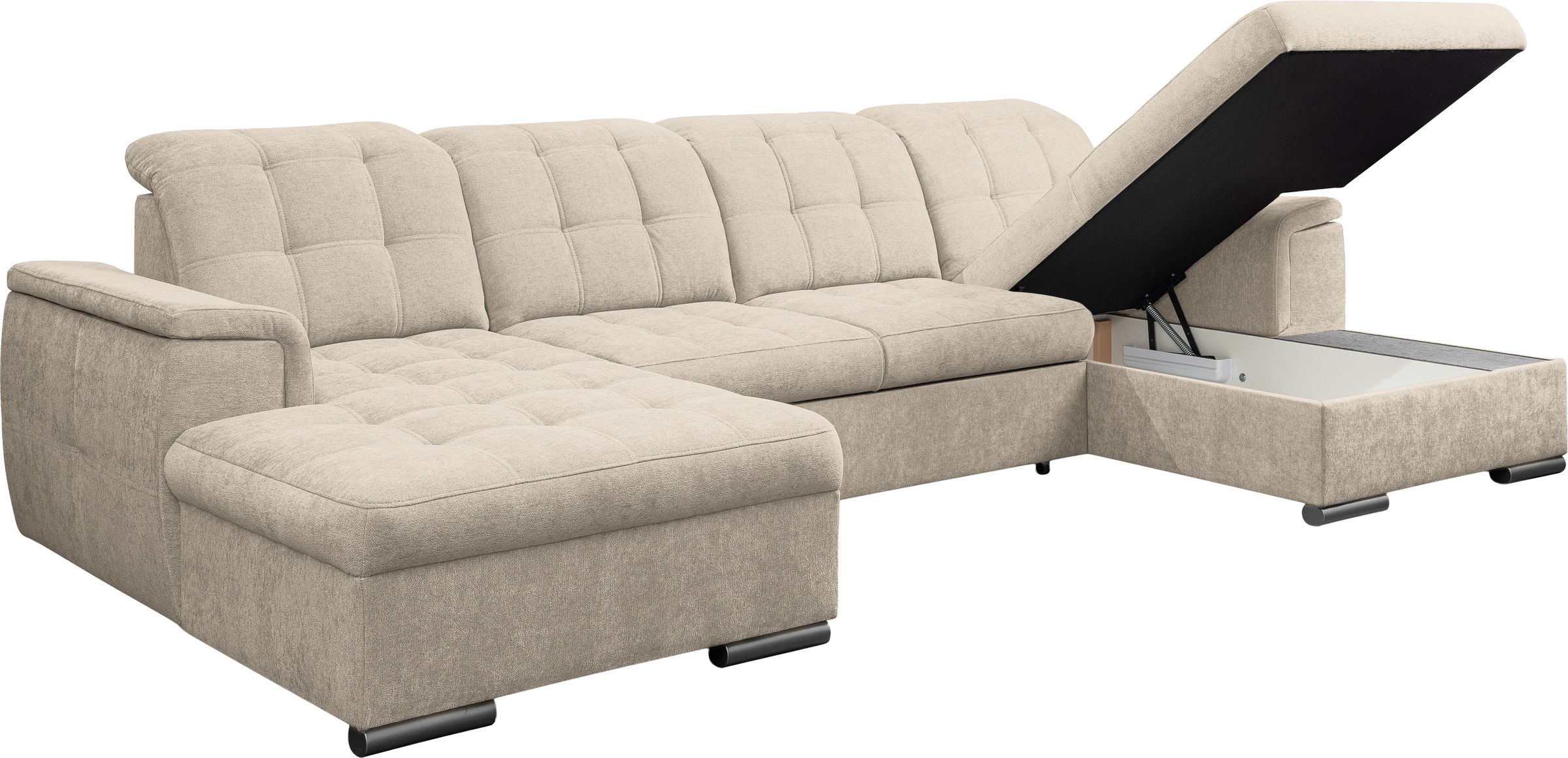 WERK2 Wohnlandschaft »Napoli« verstellbare Kopfteile, mit Schlaffunktion und Bettkasten