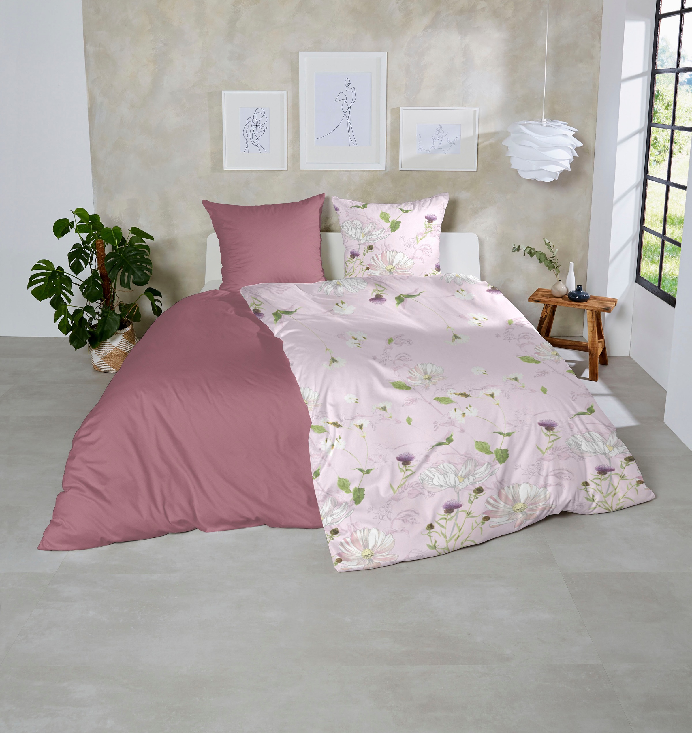 Primera "Mako-Satin-Bettwäsche Eden" 2 Stk. mit romatischen Blumen günstig online kaufen