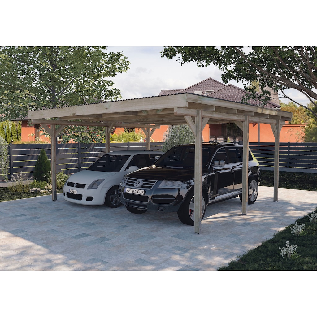 weka Doppelcarport »616«, Holz, 453 cm, braun