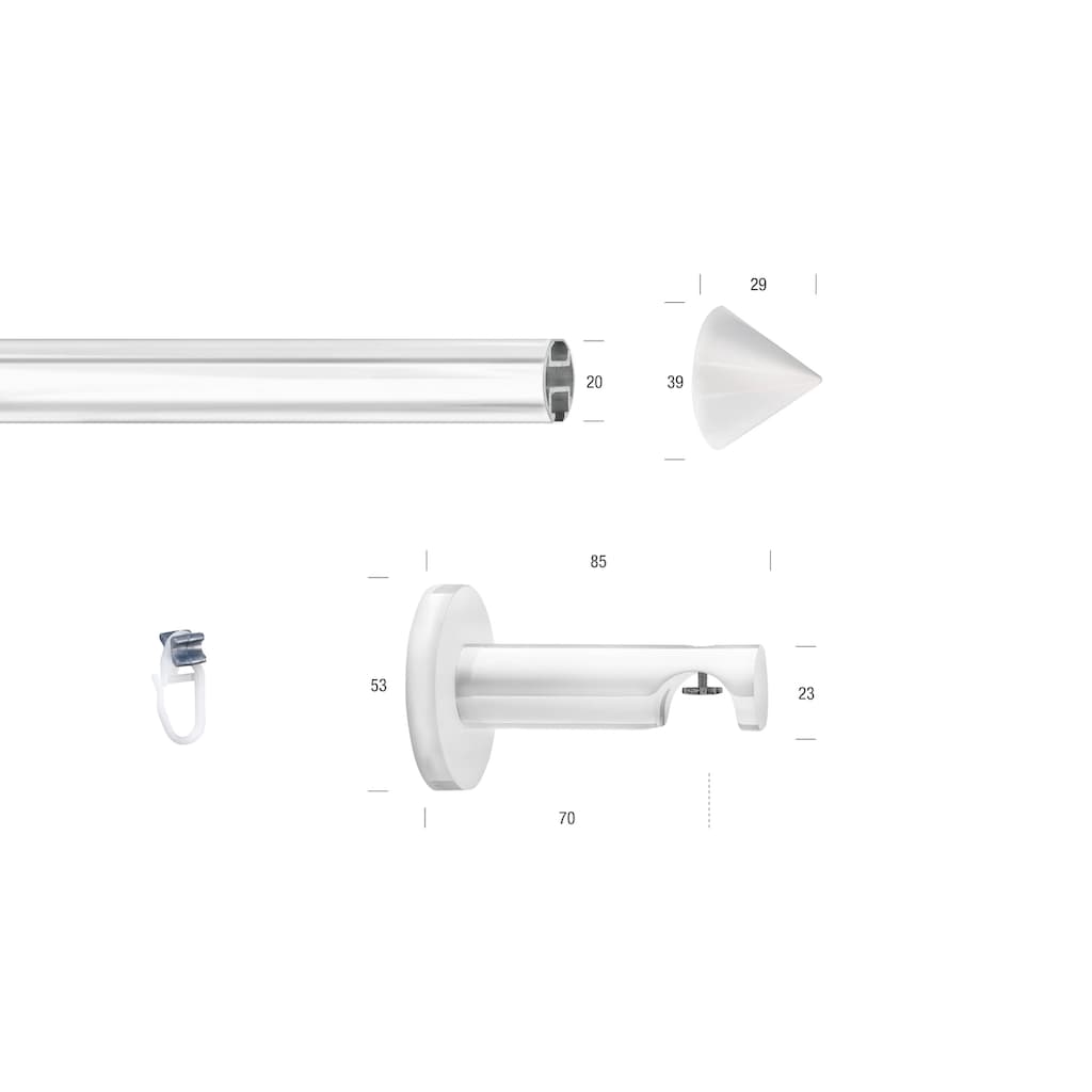 GARESA Gardinenstange »WHITE«, 1 läufig-läufig, Wunschmaßlänge