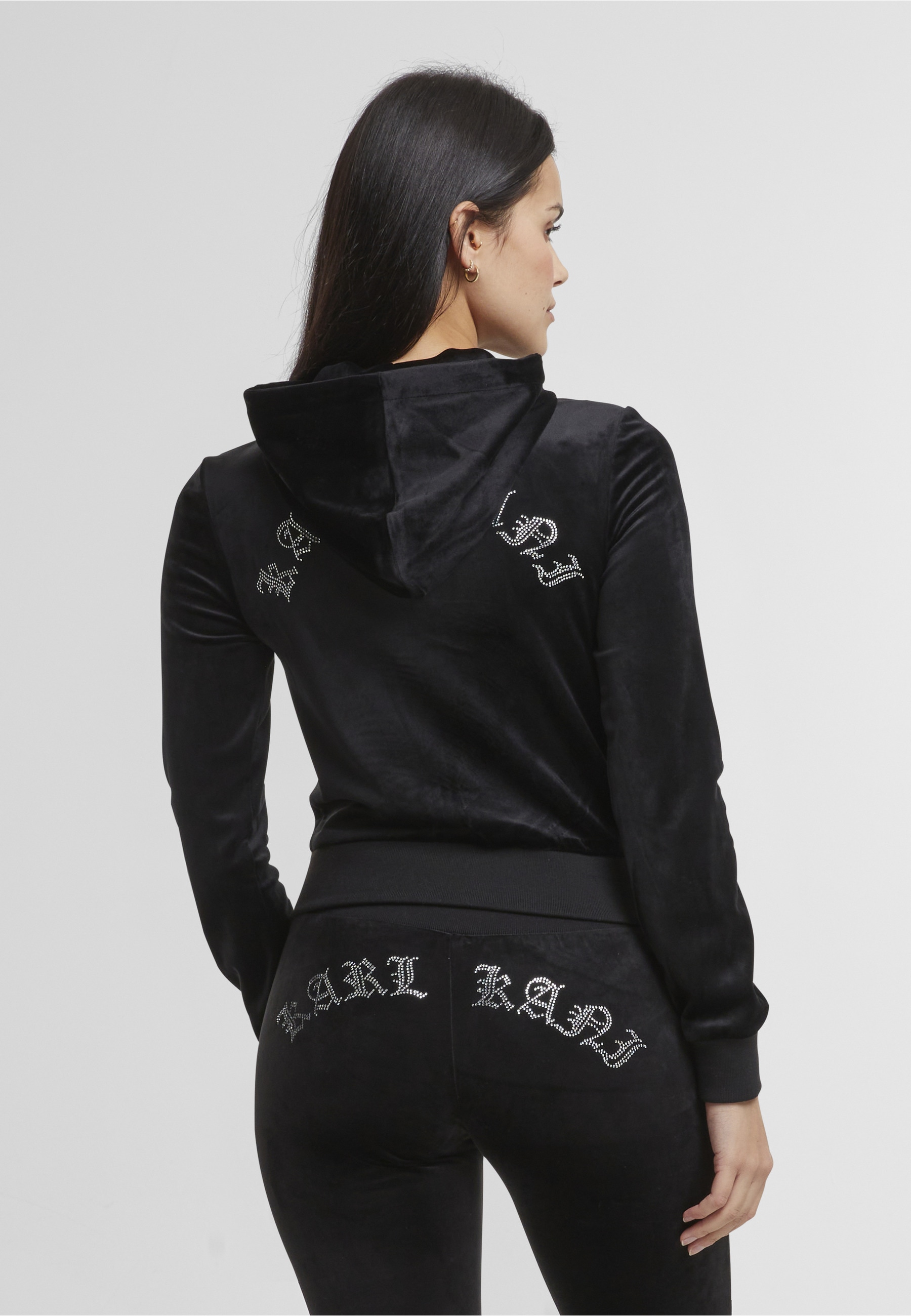 Karl Kani Outdoorjacke »Karl Kani Signature Rhinestone Velours Tight Trackjacket« 1 Stk. tlg. mit Kapuze