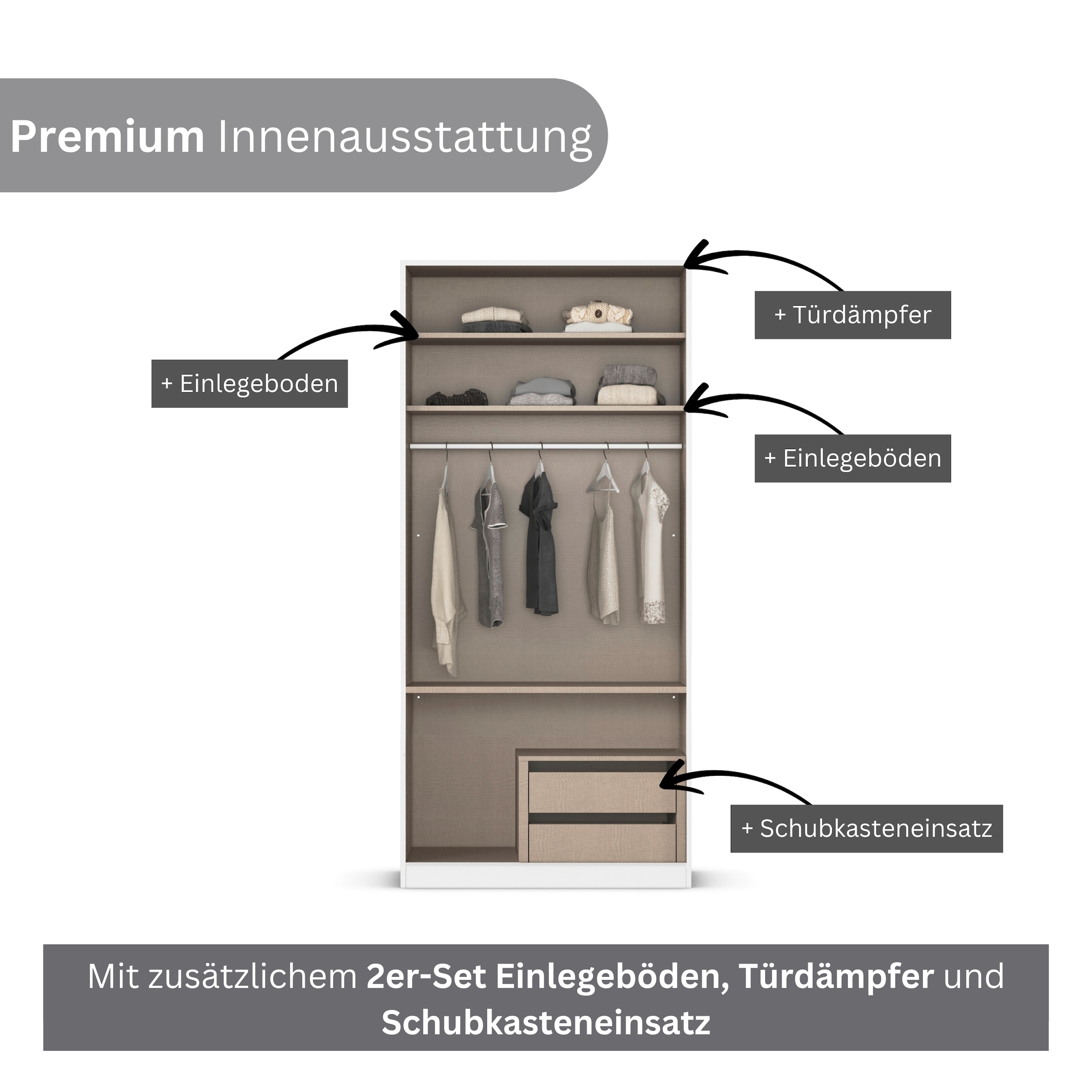 rauch Kleiderschrank »Marlene«, (in 3 verschiedenen Ausstattungen BASIC/CLASSIC/PREMIUM), in 3 Breiten 91/136/181 cm im Landhaus-Stil MADE IN GERMANY