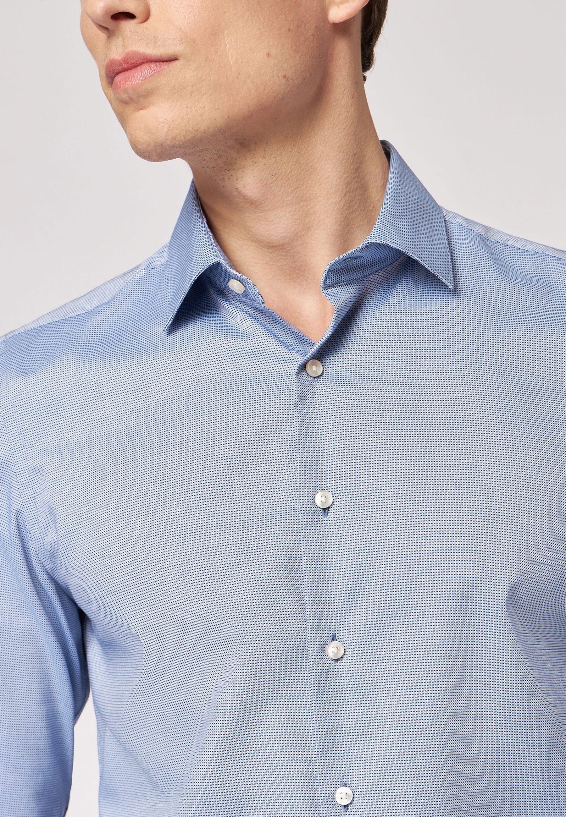 Roy Robson Businesshemd »Businesshemd im Slim Fit mit leichter Struktur«, mit Knopfleiste