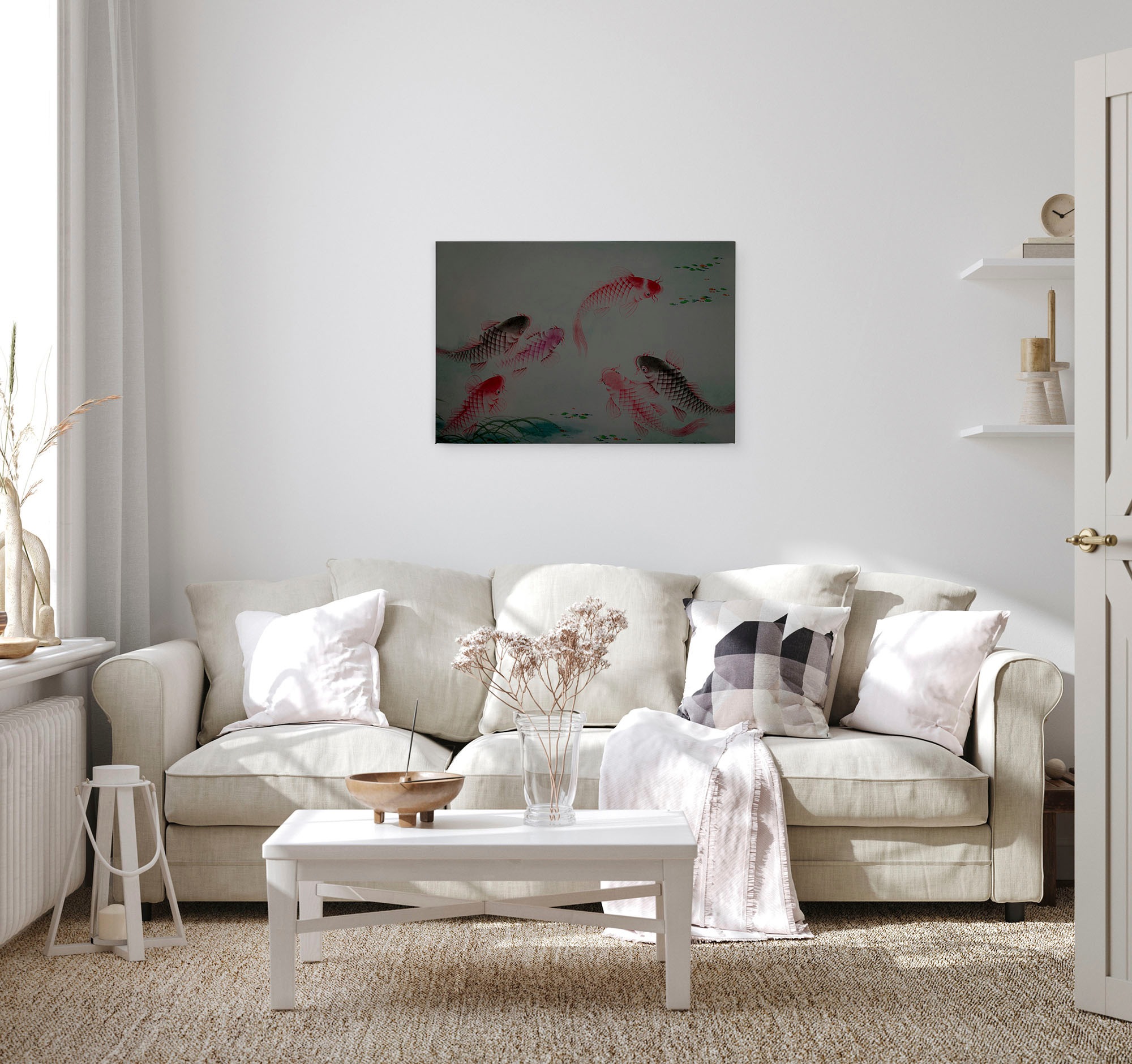 A.S. Création Leinwandbild »dancing kois«, Kunst-Tiere-Kinder, (1 St.), Keilrahmen Bild Fische Asiatisch Koi Leinwand-Bild Wohnzimmer modern