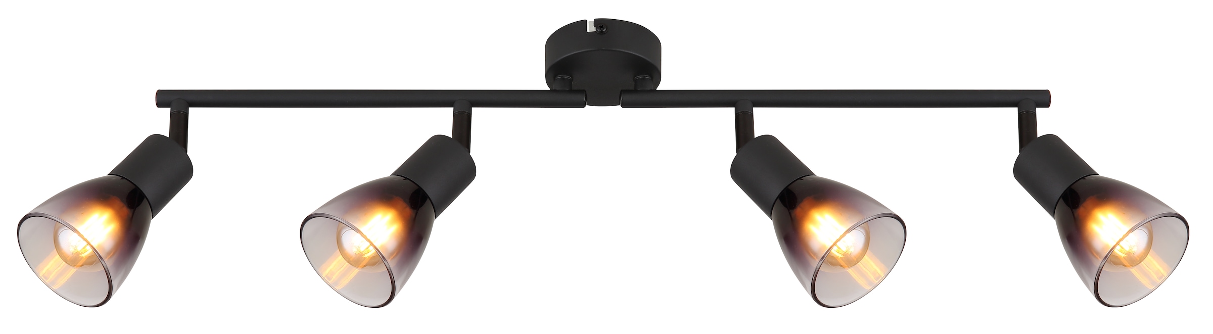 GLOBO LIGHTING Deckenstrahler »SATELLA«, Leuchtmittel E14 | ohne Leuchtmittel, Deckenspot/schwarz/Holz/Glas rauchfarben/Flur/Wohnzimmer