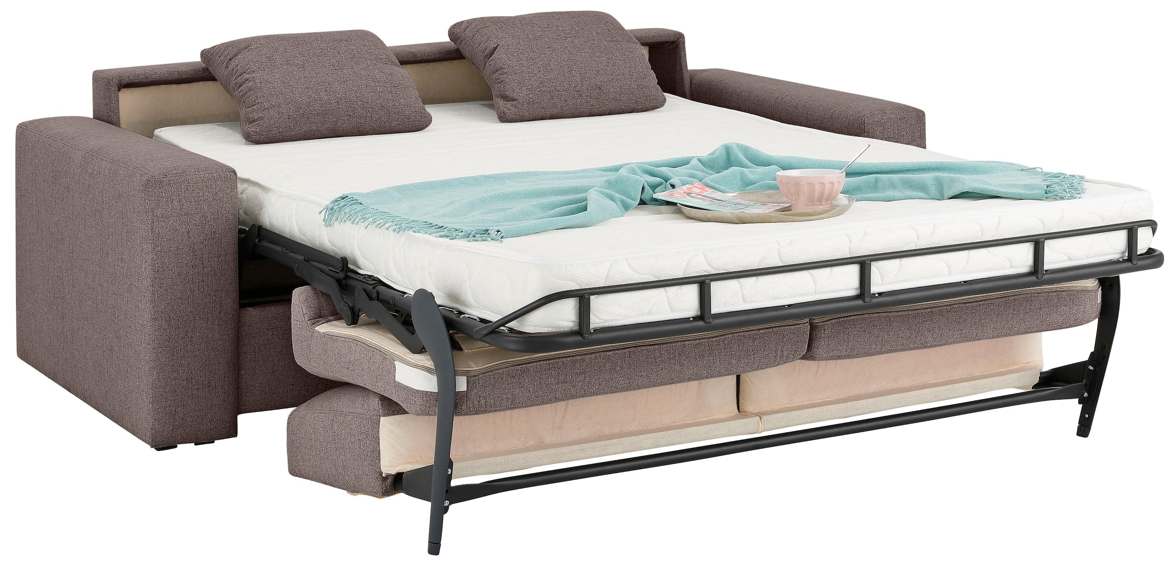 Home affaire Schlafsofa »Roma Matratzenhöhe 14 cm«, Dauerschlaffunktion, mit Unterfederung, Lattenrost, Matratze