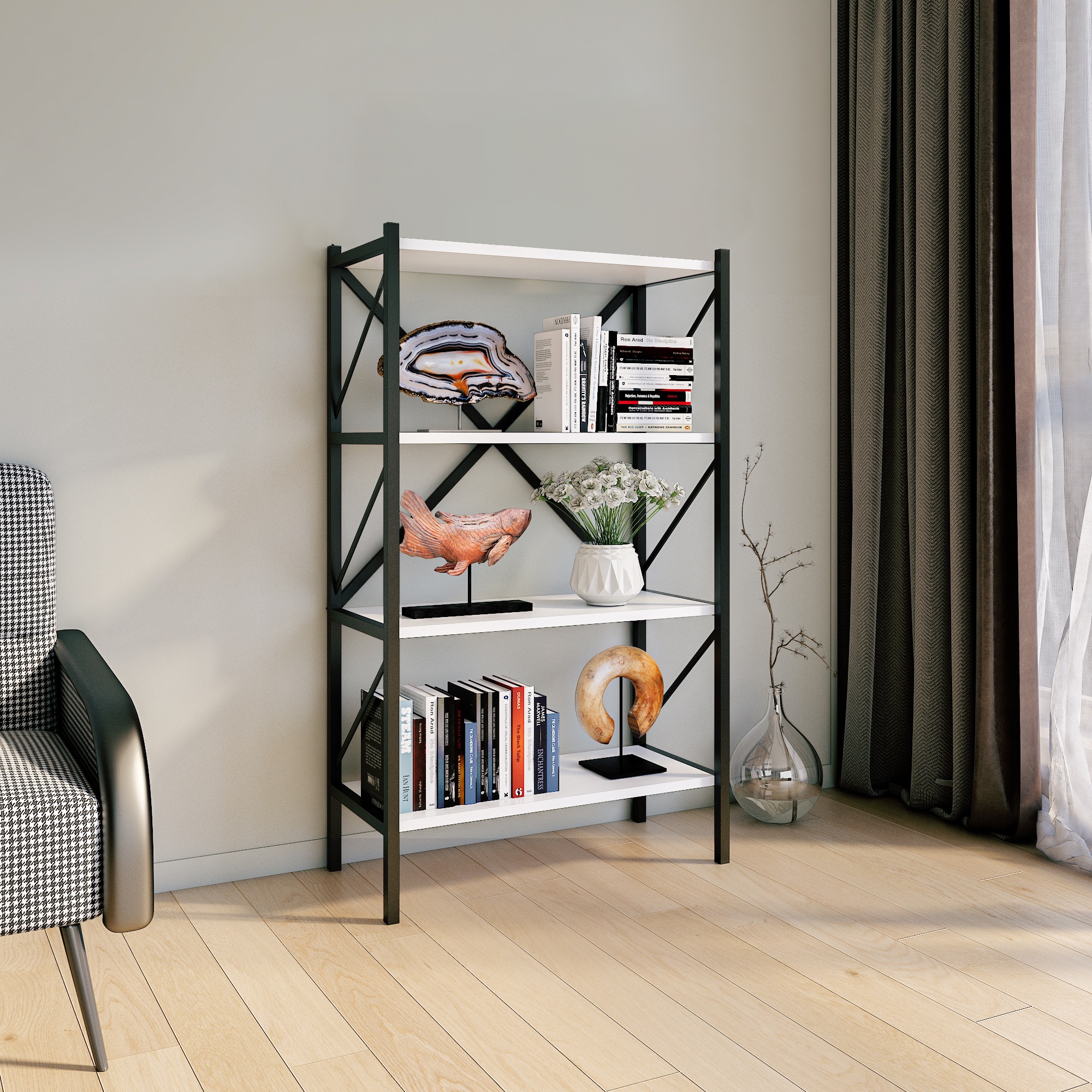 VCM Standregal »Holz Metall Stand Regal Büro Bücher Insasi 4fach«
