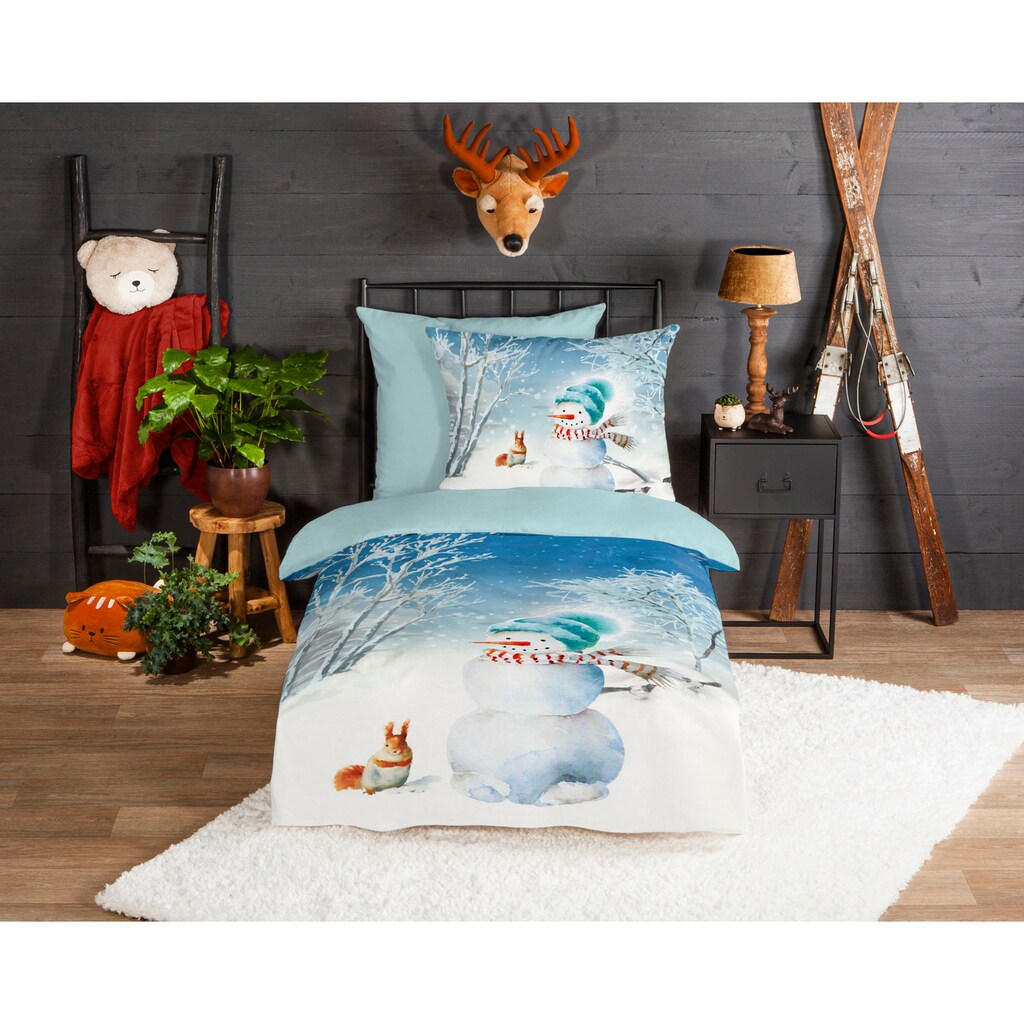 good morning Kinderbettwäsche »Cold Snowman«, (2 tlg.), 100% Baumwolle/ Flanell (Biber)