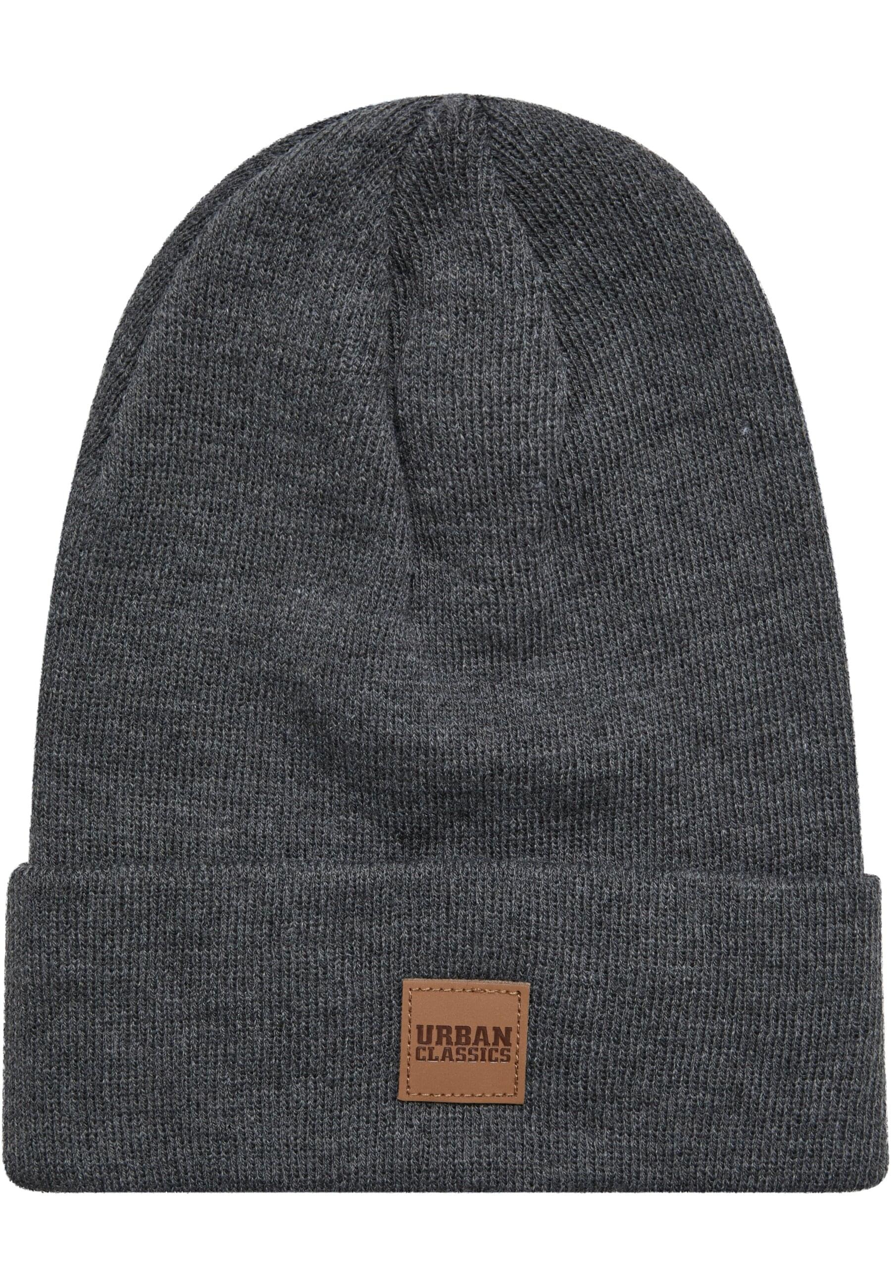 URBAN CLASSICS Beanie "Urban Classics Unisex Synthetic Leatherpatch Long Beanie", (1 St.)