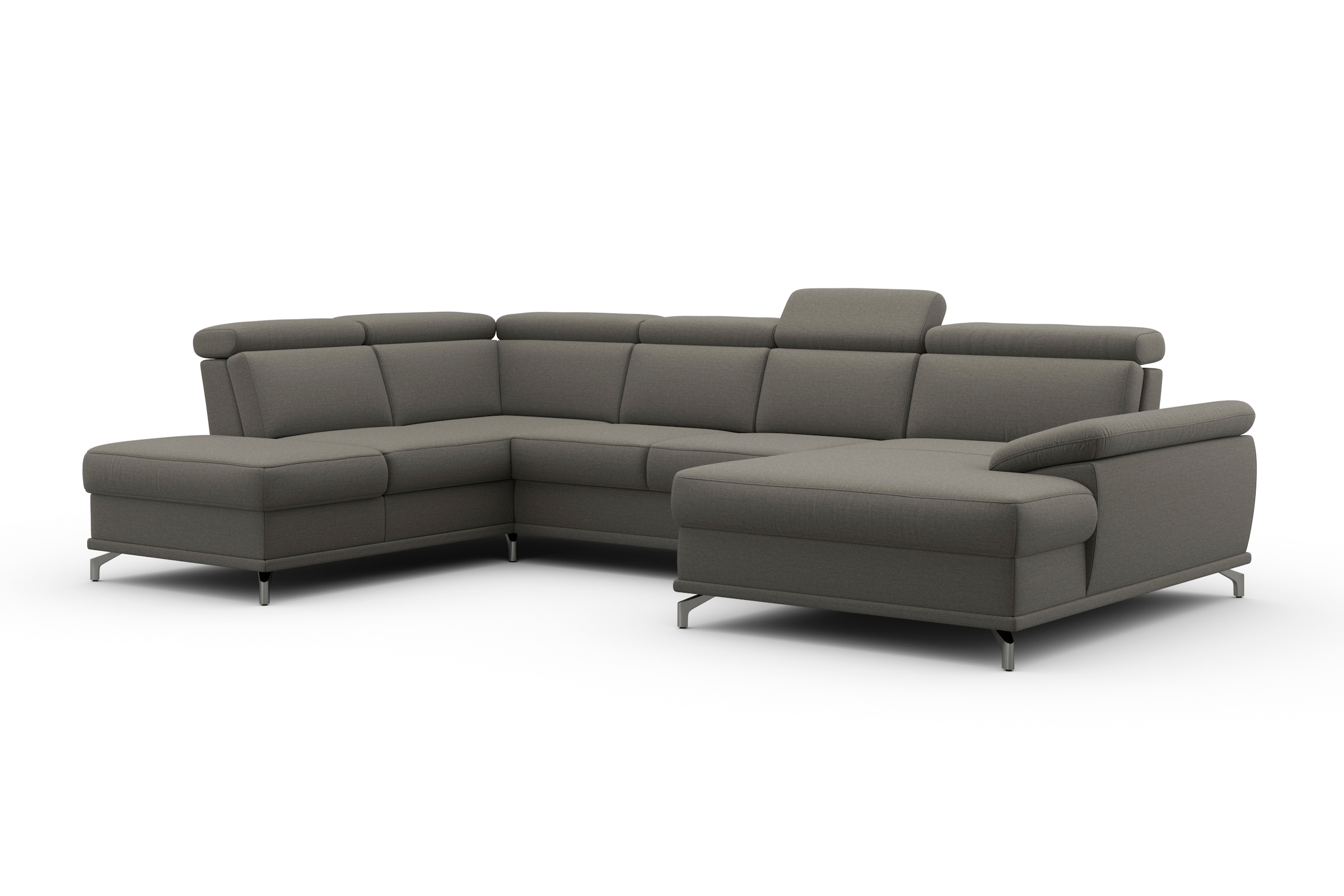 sit&more Wohnlandschaft »Cabrio U-Form, mit Sitztiefenverstellung, Arm- und Kopfteilverstellung«, 3 Nierenkissen, Federkern, optional Bettfunktion und Stauraum