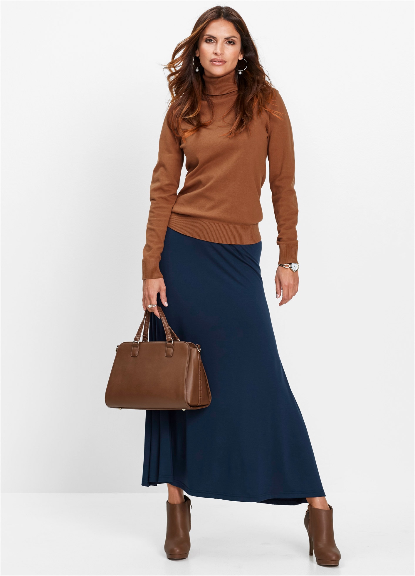 bonprix Rollkragenpullover »Rollkragenpullover« aus Feinstrick, mit hohem Baumwoll-Anteil, figurbetont, hüftbedeckend