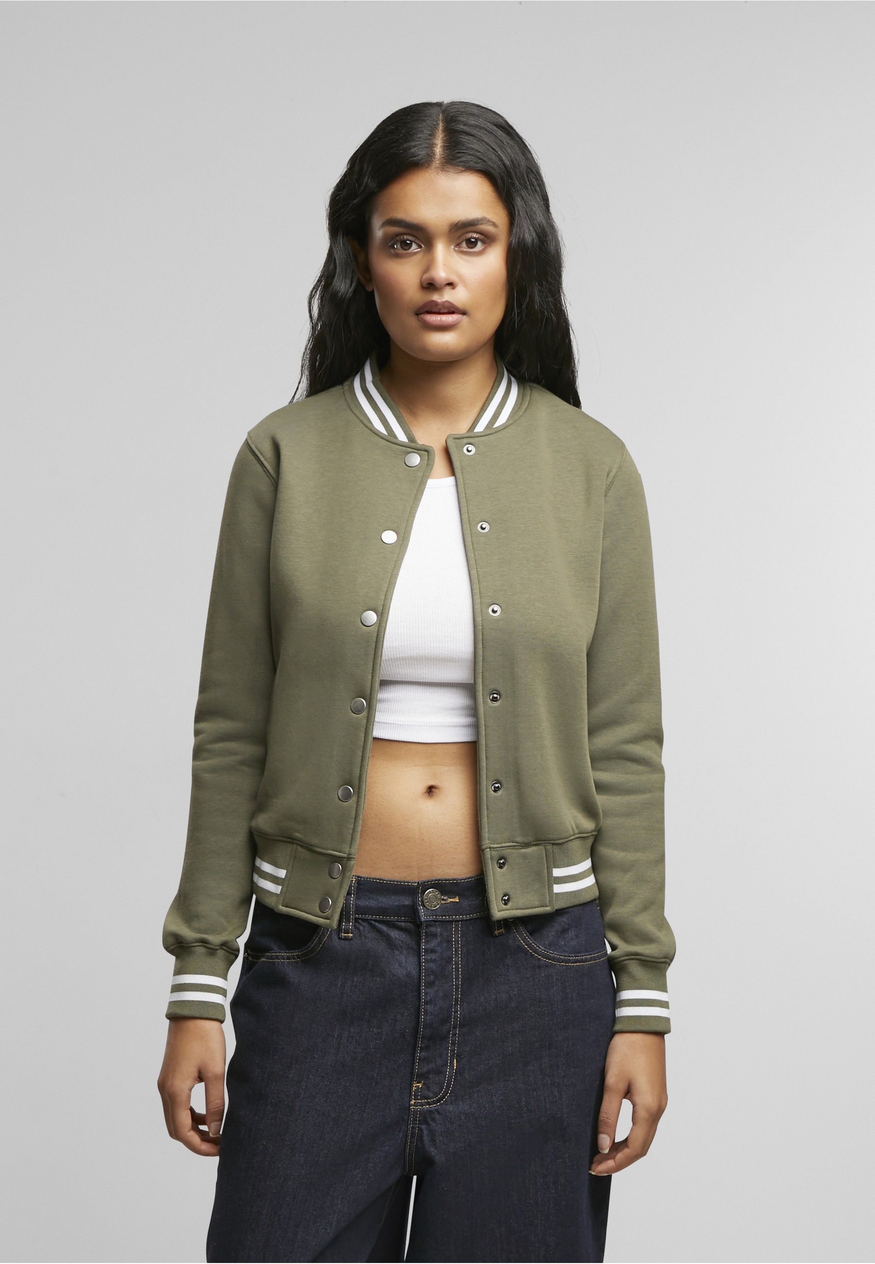 URBAN CLASSICS Anorak »Urban Classics Damen Ladies College Sweat Jacket« 1 Stk. tlg. ohne Kapuze