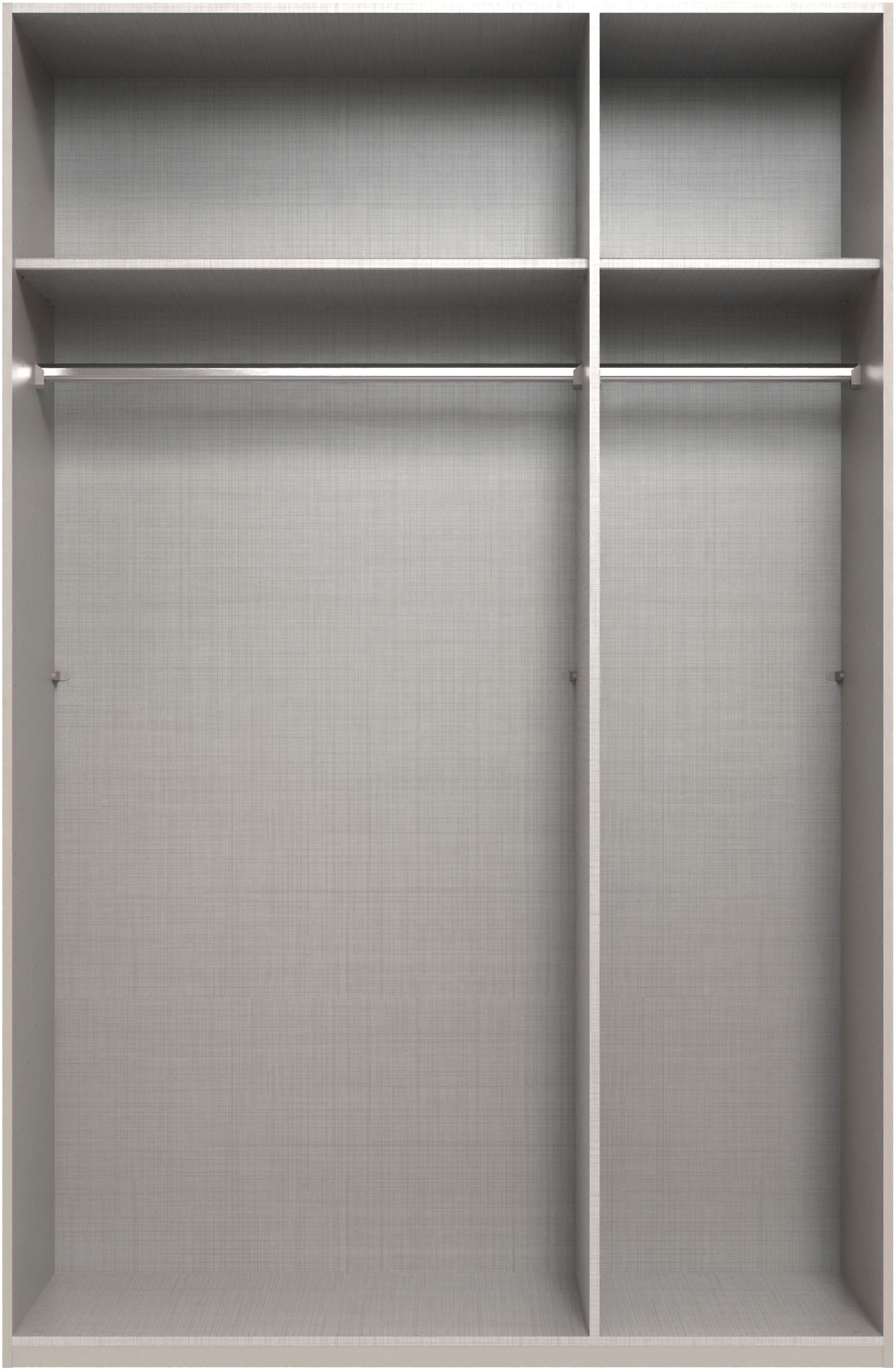 Wimex Kleiderschrank »Mugano, in 5 Breiten und 2 Höhen, Made in Germany«, (in Basic oder Premium Ausstattung mit 2 weiteren Einlegeböden), mit langen Griffstangen aus Metall, wahlweise mit oder ohne Spiegel