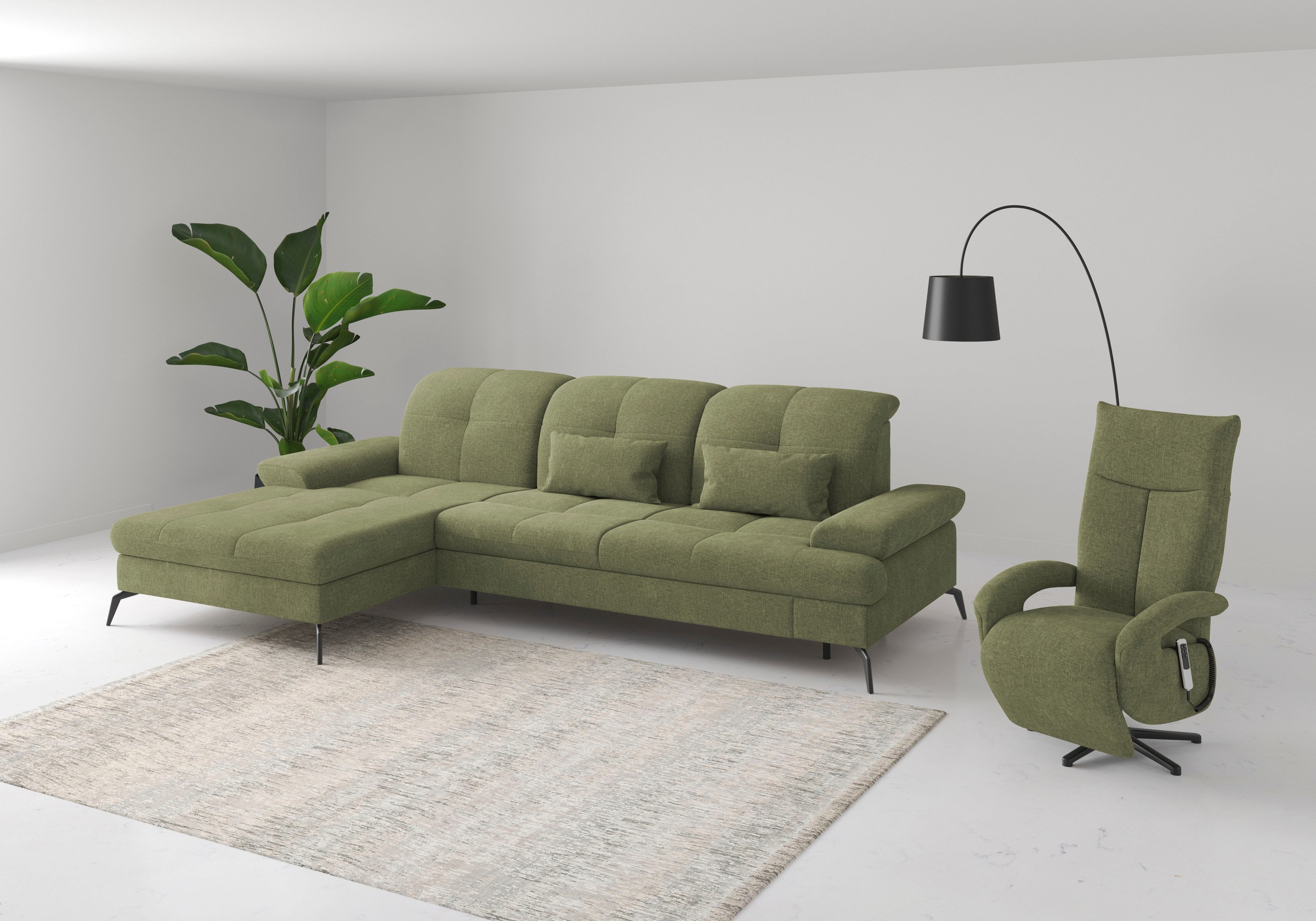 sit&more Ecksofa »Amica, L-Form, inkl. Sitztiefenverstellung & Armteilverstellung«, wahlweise mit Bettfunktion, Bettkasten und Kopfteilverstellung