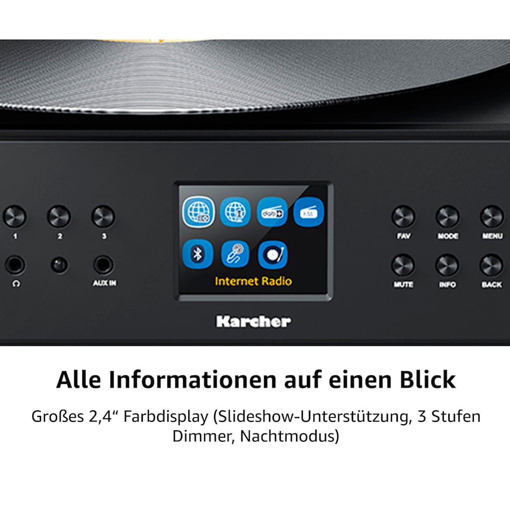 Karcher Stereoanlage »MC 8000DI«, (Bluetooth-WLAN Digitalradio (DAB+)-UKW mit RDS-Internetradio 20 W)