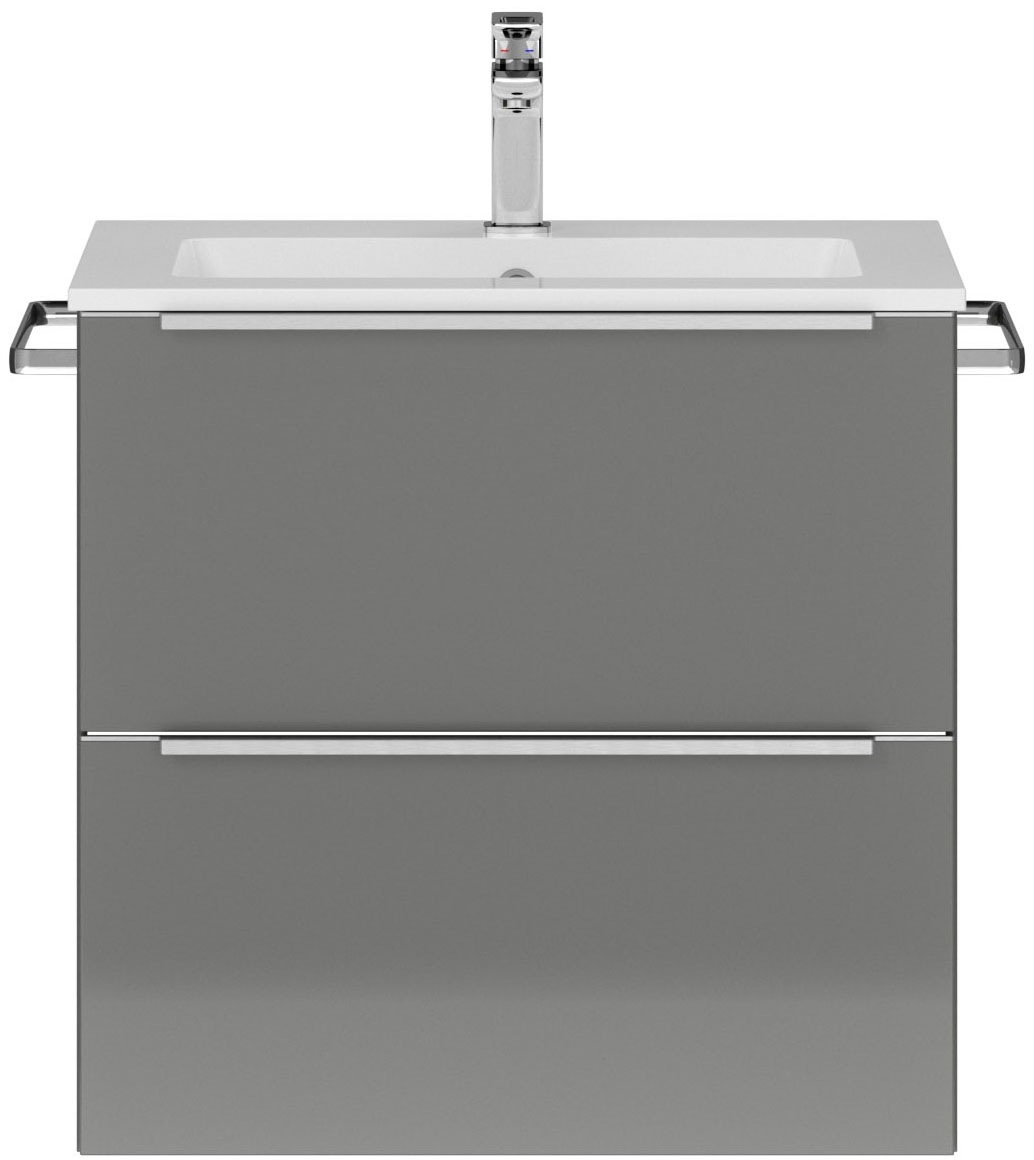 nobilia® Waschtisch-Set »Levere«, (1 St., vormontiert, mit Soft-Close), Hochglanz Front, in vier Breiten