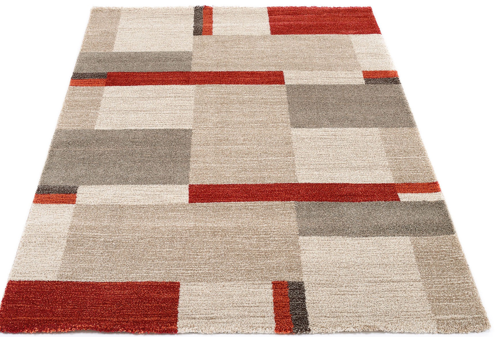 Läufer OCI DIE TEPPICHMARKE "CASTLE BEPPO" Gr. 11, rot (rot, beige, braun), B:80cm H:20mm L:200cm, Polypropylen (PP), Teppiche, Läufer, dichter Frisé Kurzflor, kariert, Wohnzimmer, Schlafzimmer