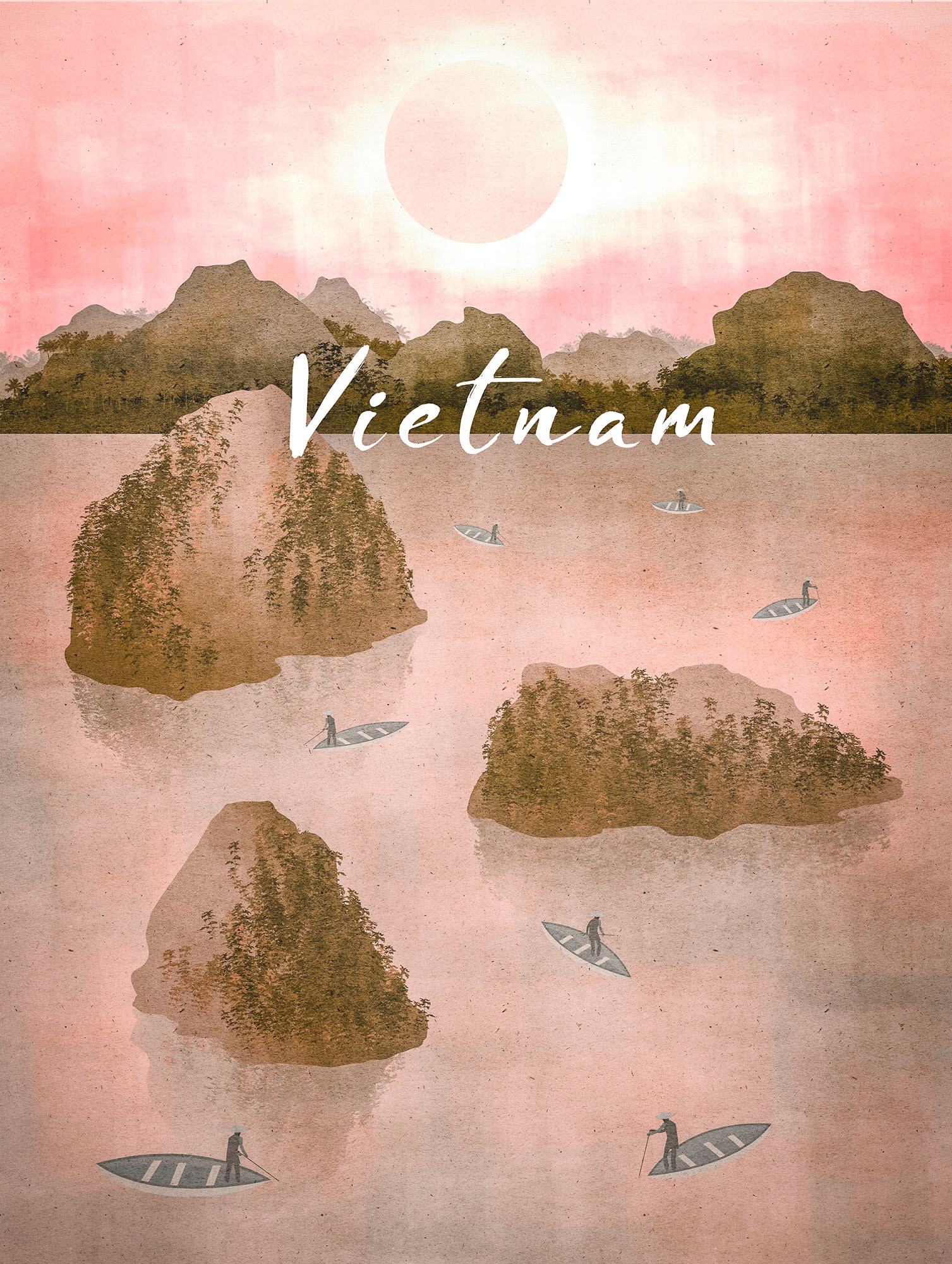 Komar Bild "Vintage Travel Vietnam" Natur 1 Stk. tlg. Wandbild zur Dekorati günstig online kaufen