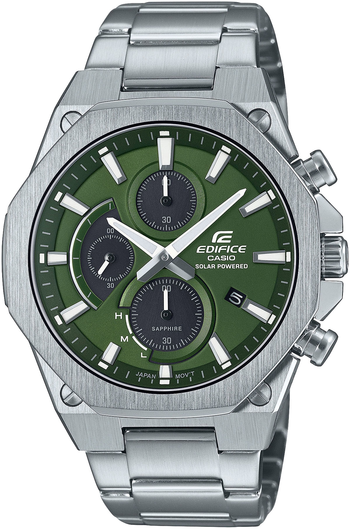 CASIO EDIFICE Herren Chronograph, silber, Armbanduhren, Armbanduhr, Solar, Herrenuhr, Edelstahlarmband, analog, Tag