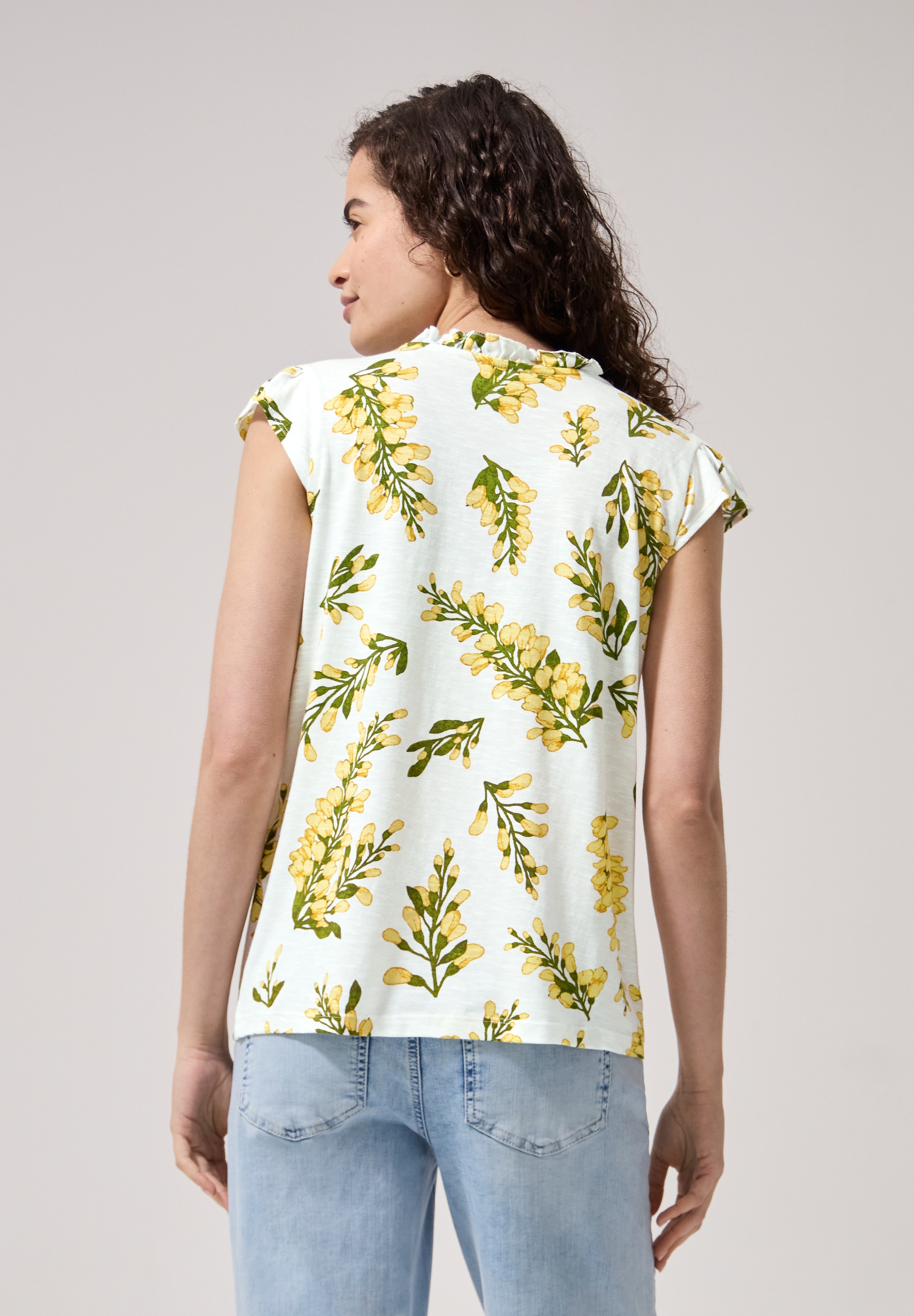 STREET ONE STUDIO Print-Shirt mit geschlitztem Rundhalsausschnitt