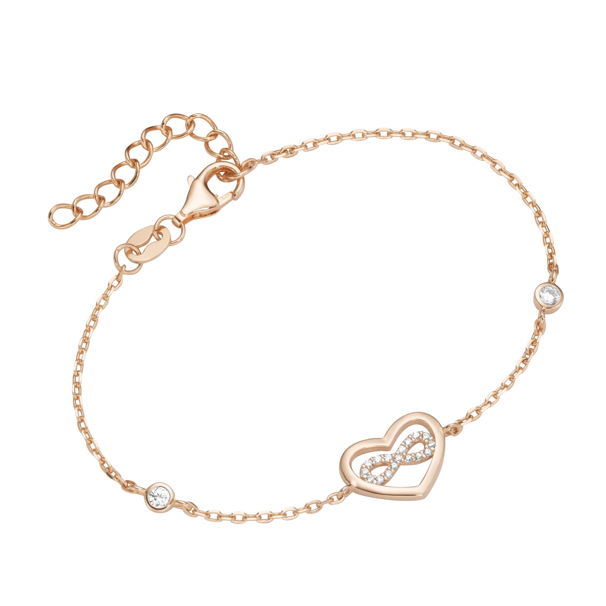 Smart Jewel Armband »Herz mit Infinity - Zeichen, Zirkonia Steine, Silber 925«