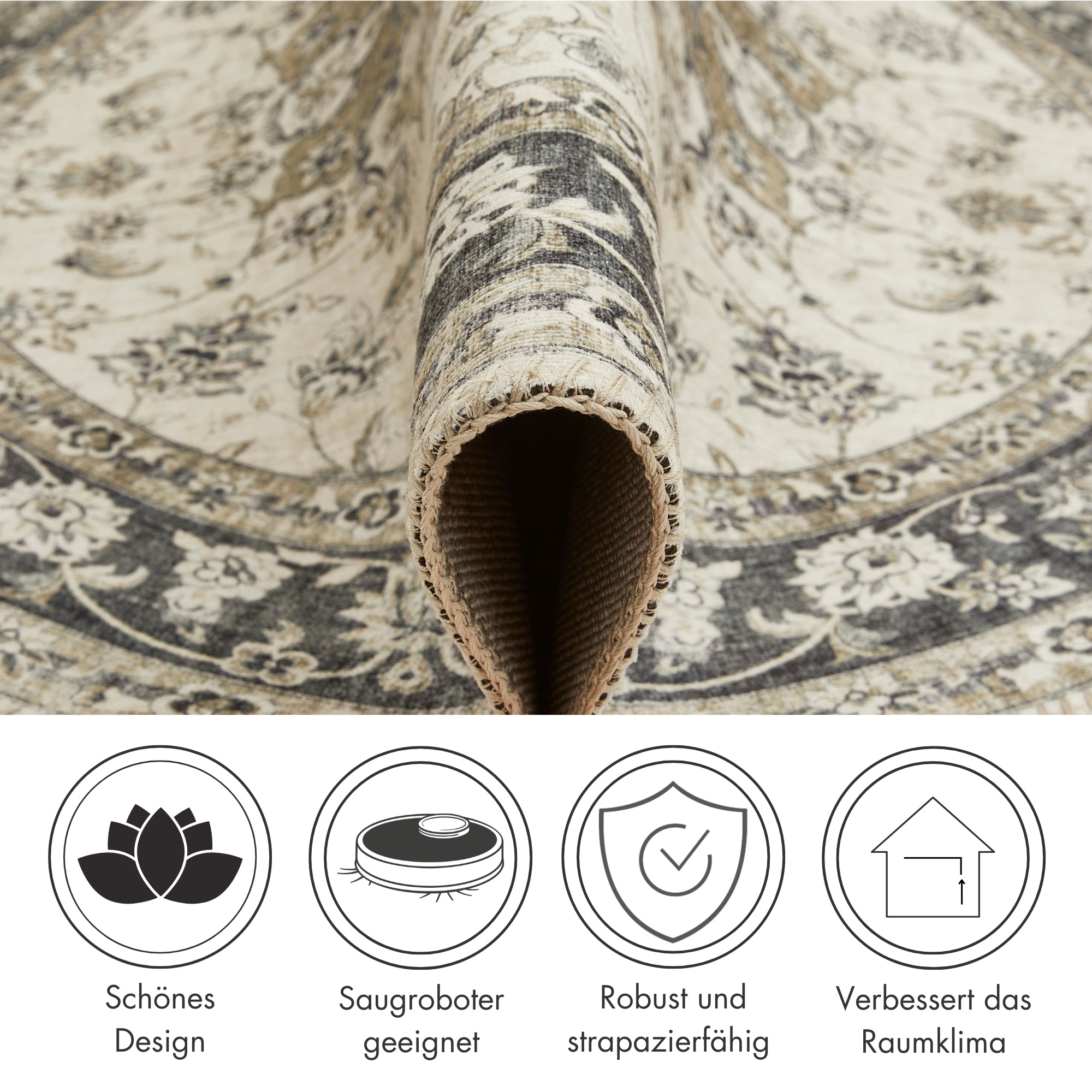 LUXOR living Teppich »Prima 3« rund 7 mm Höhe Kurzflor, Orient-Optik, Vintage Design