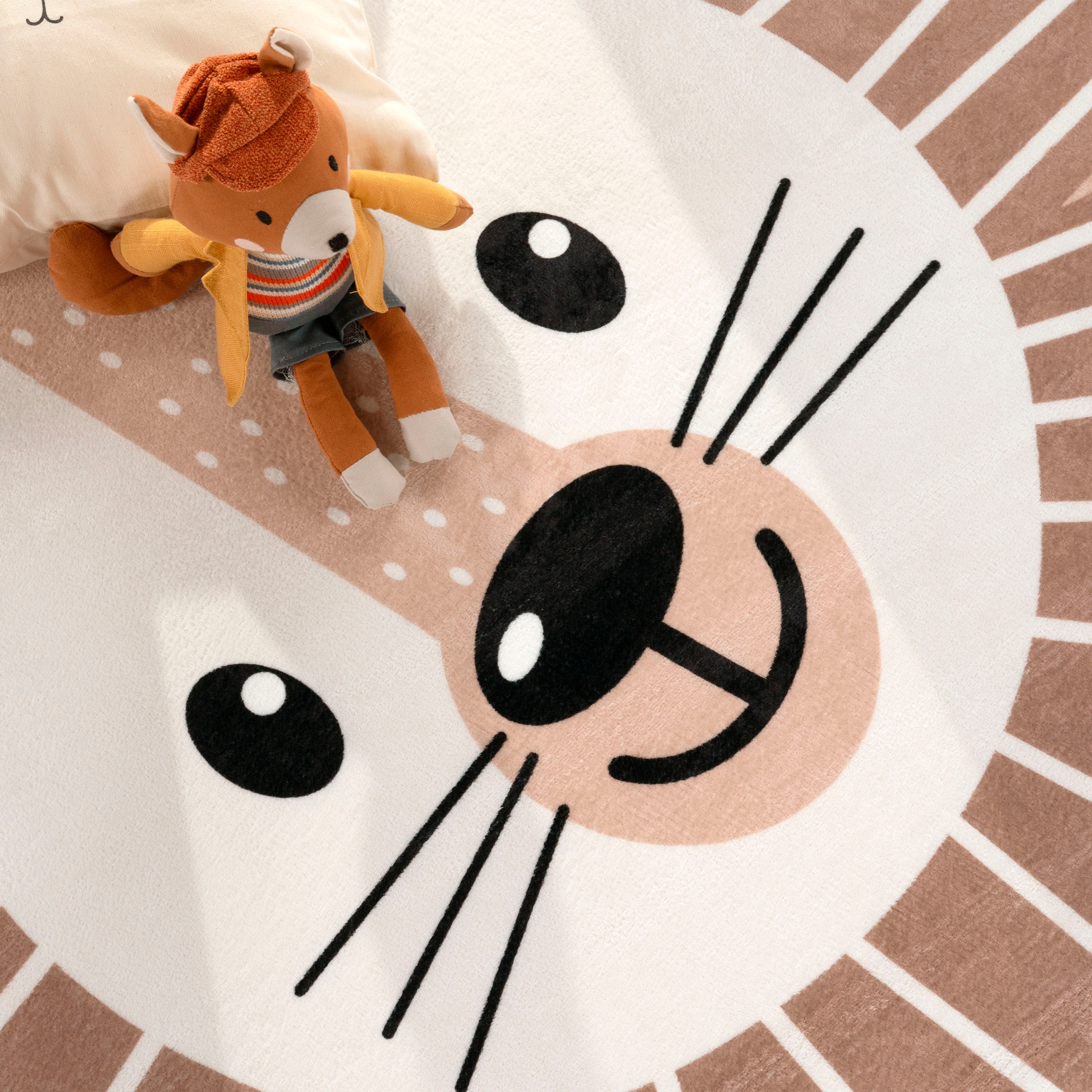 Paco Home Kinderteppich »Chicos 556«, rund, 2 mm Höhe, Flachgewebe, Motiv Löwe, Kinderzimmer