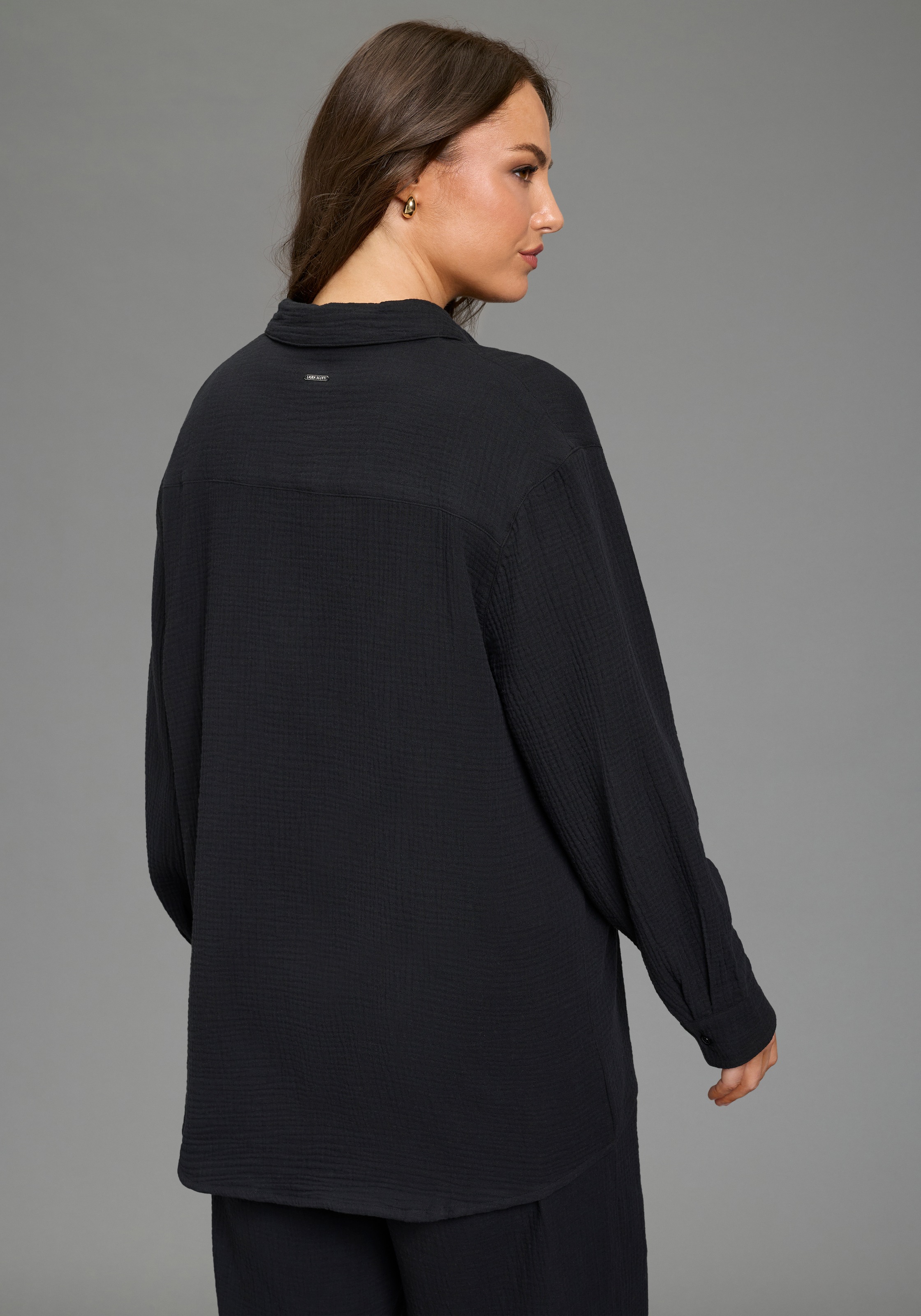 Laura Scott CURVE Hemdbluse aus angenehm weicher Strukturware günstig online kaufen