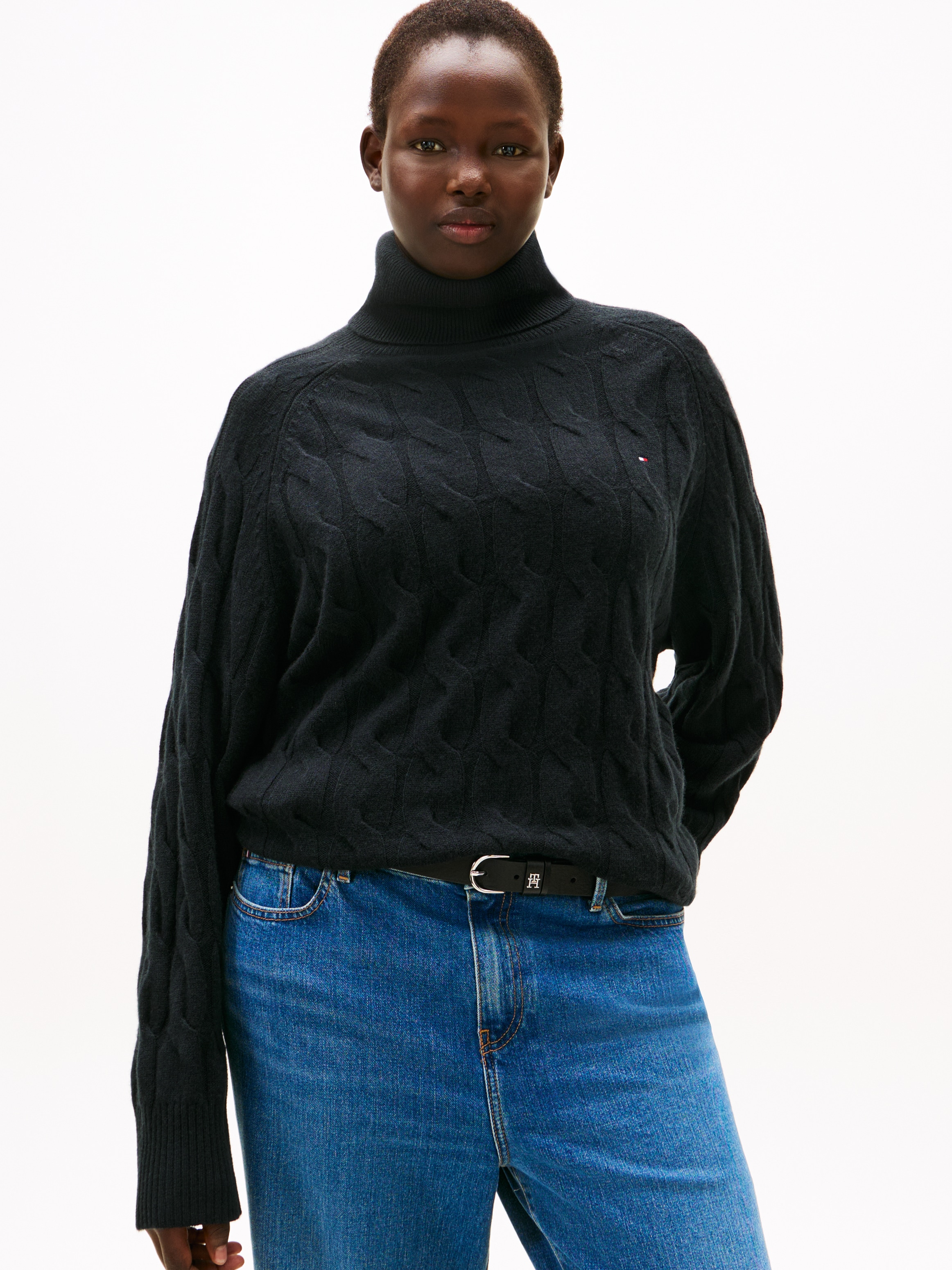 Tommy Hilfiger Curve Rollkragenpullover "CRV SOFT WOOL CABLE ROLL-NK SWT" i günstig online kaufen