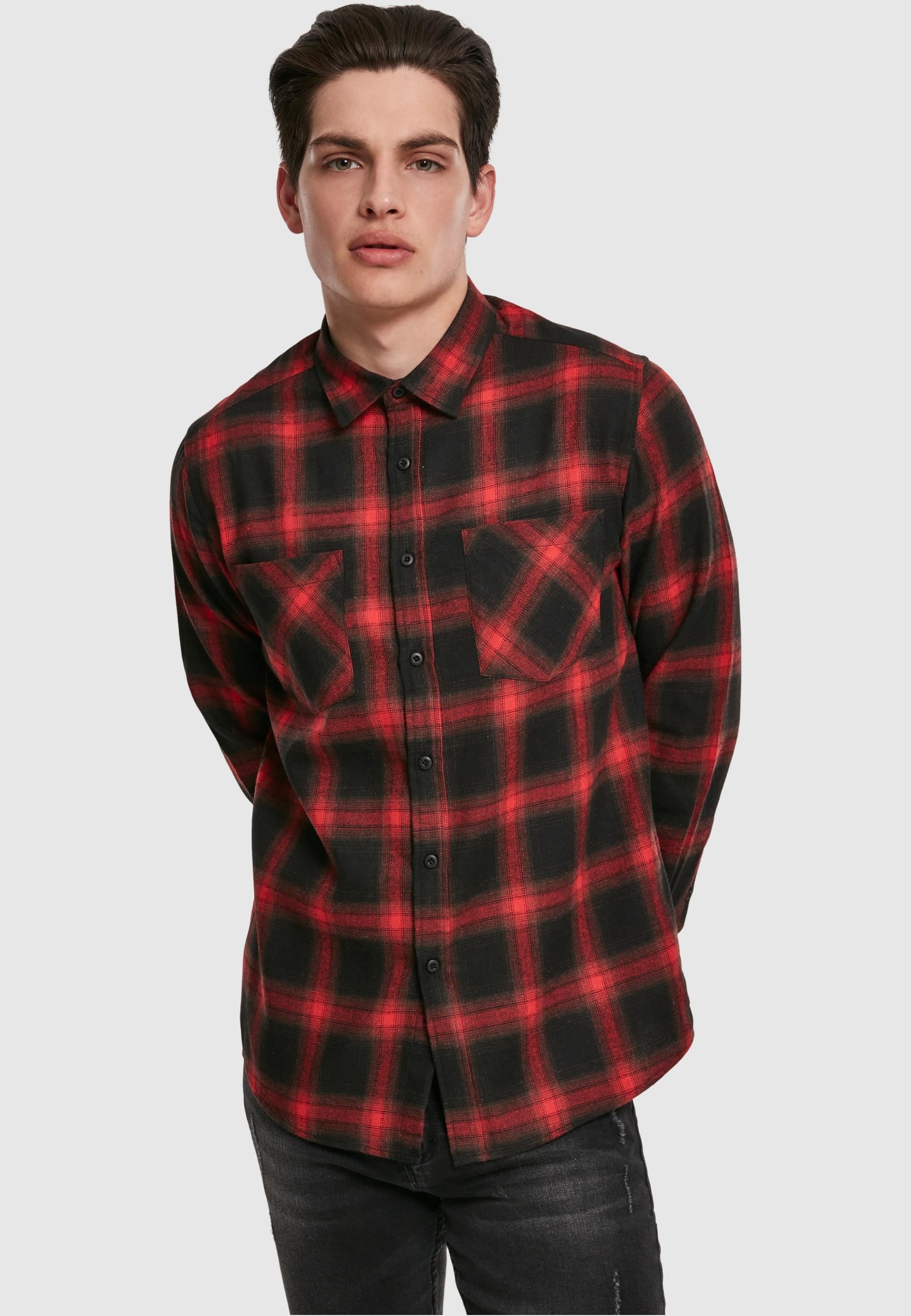 URBAN CLASSICS Kurzarmshirt »Urban Classics Herren Checked Flanell Shirt 6«, (1 tlg.)