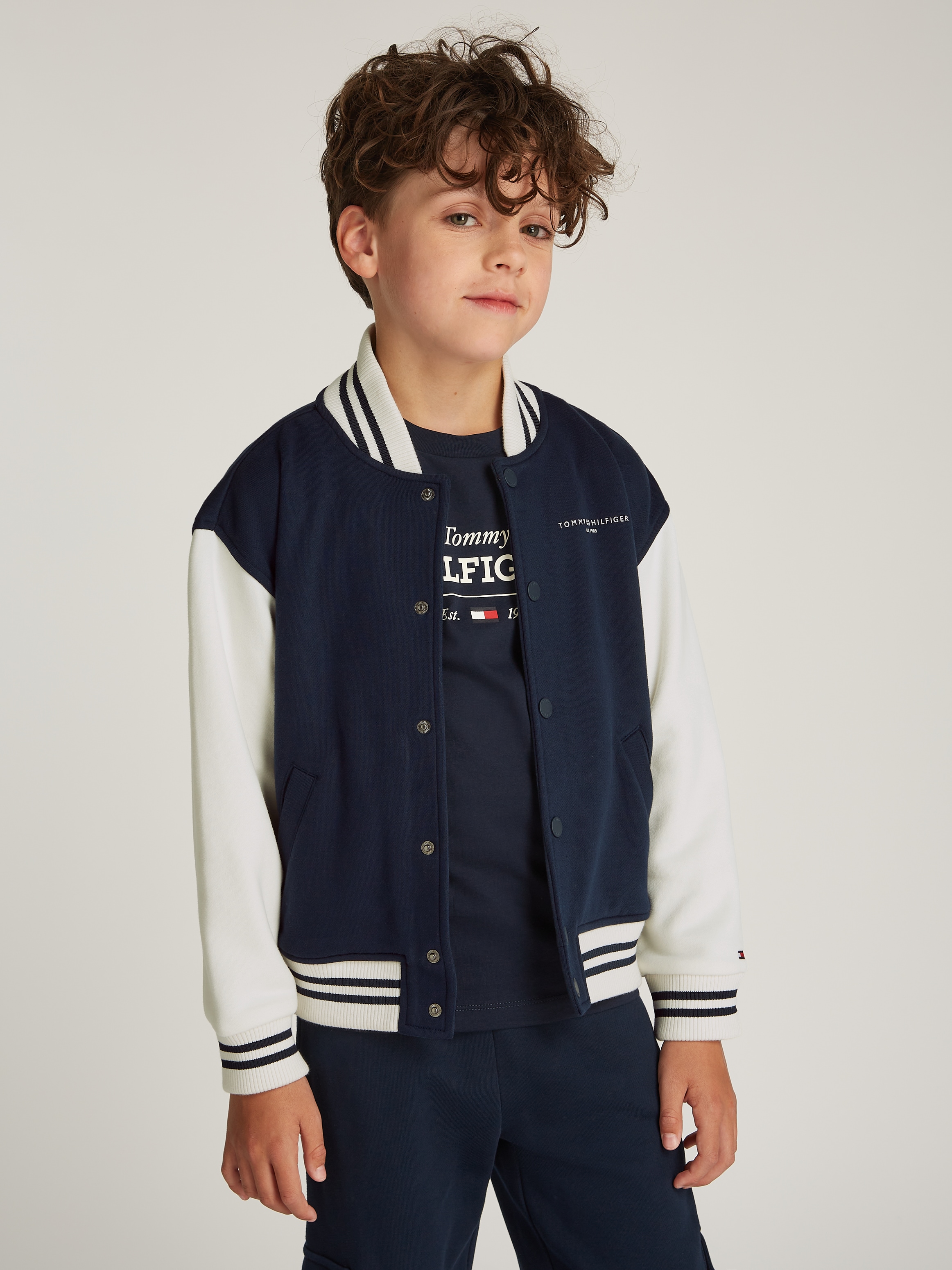 Sweatjacke »U MINI CORP LOGO BOMBER«, mit kontrastfarbenen Ärmeln, mit Logodruck