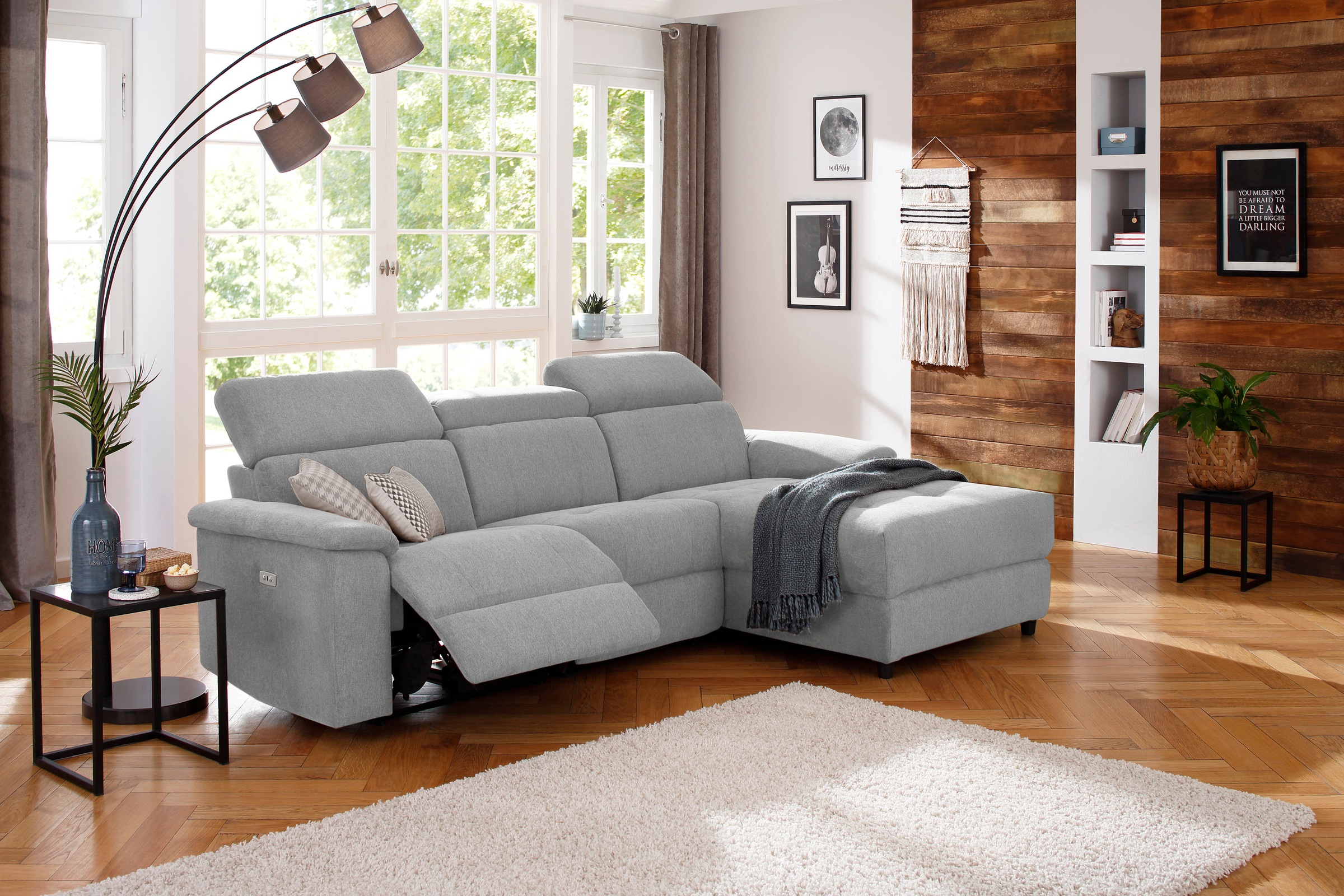 Home affaire Ecksofa »Binado, L-Form,«, mit manueller oder elektrischer Relaxfunktion mit USB-Anschluss