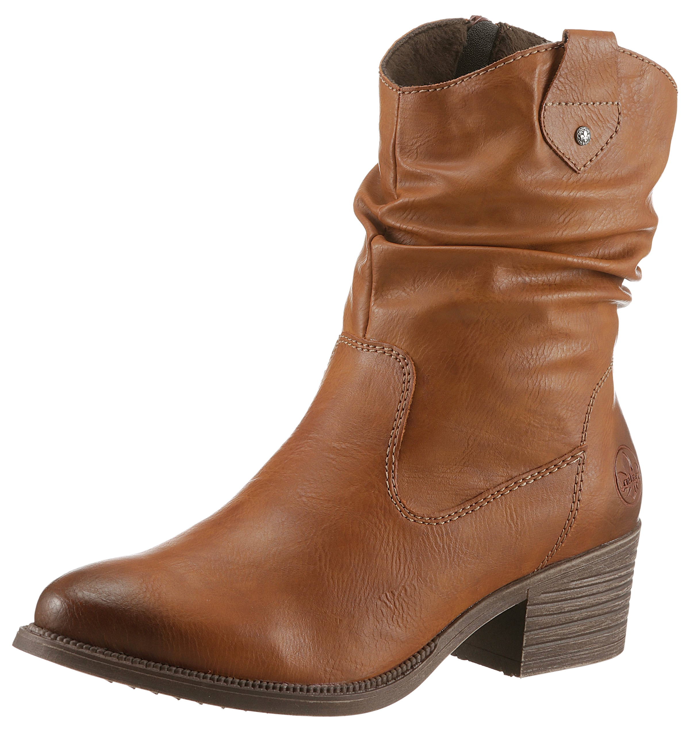 Rieker Westernstiefelette, Cowboyboots, slouchy Schaft, Blockabsatz, mit Innen-Reißverschluss