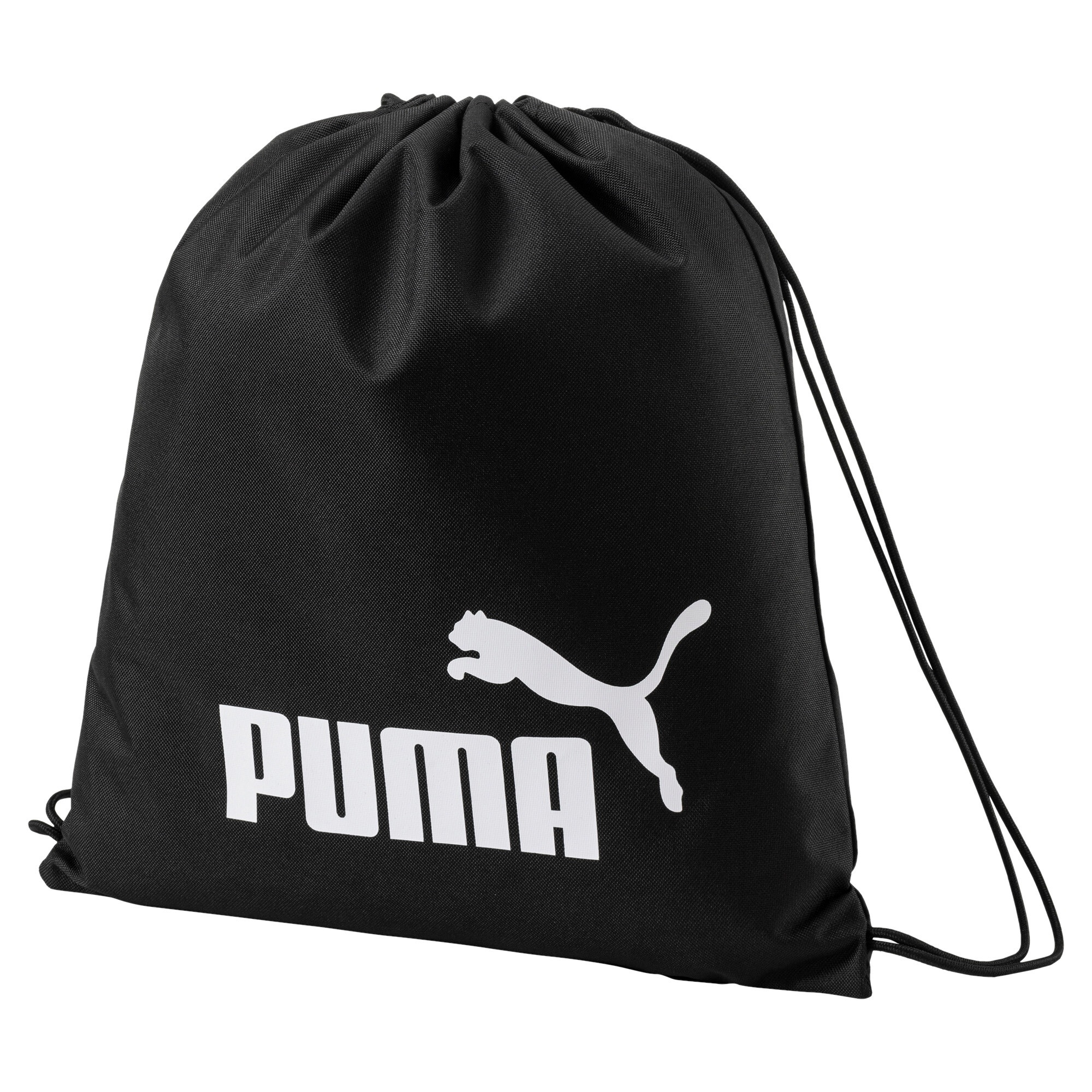 Sporttasche PUMA "PHASE GYM SACK", Gr. B/H/T: 37,5cm x 43cm, schwarz (puma schwarz), Web, Polyester, unifarben, Taschen Sporttasche, sportlich, für Erwachsene, aus robustem Polyester, pflegeleicht