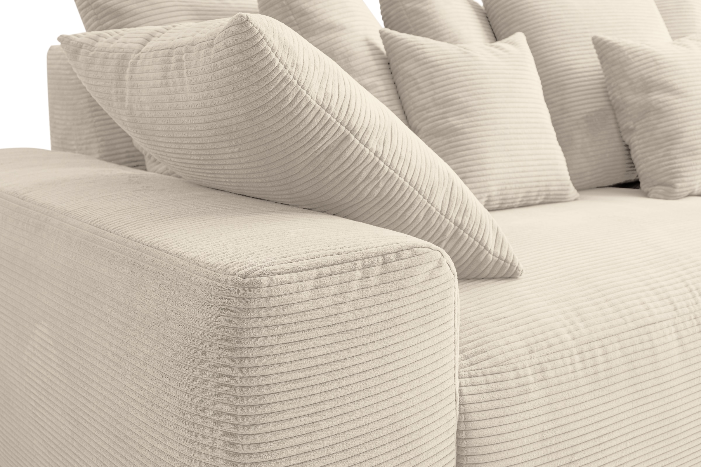 WERK2 Big-Sofa »Maxi B, Breite 290 cm«, Maximaler Kuschelkomfort: XXL-Sofa mit 78 cm Sitztiefe & 12 Kissen