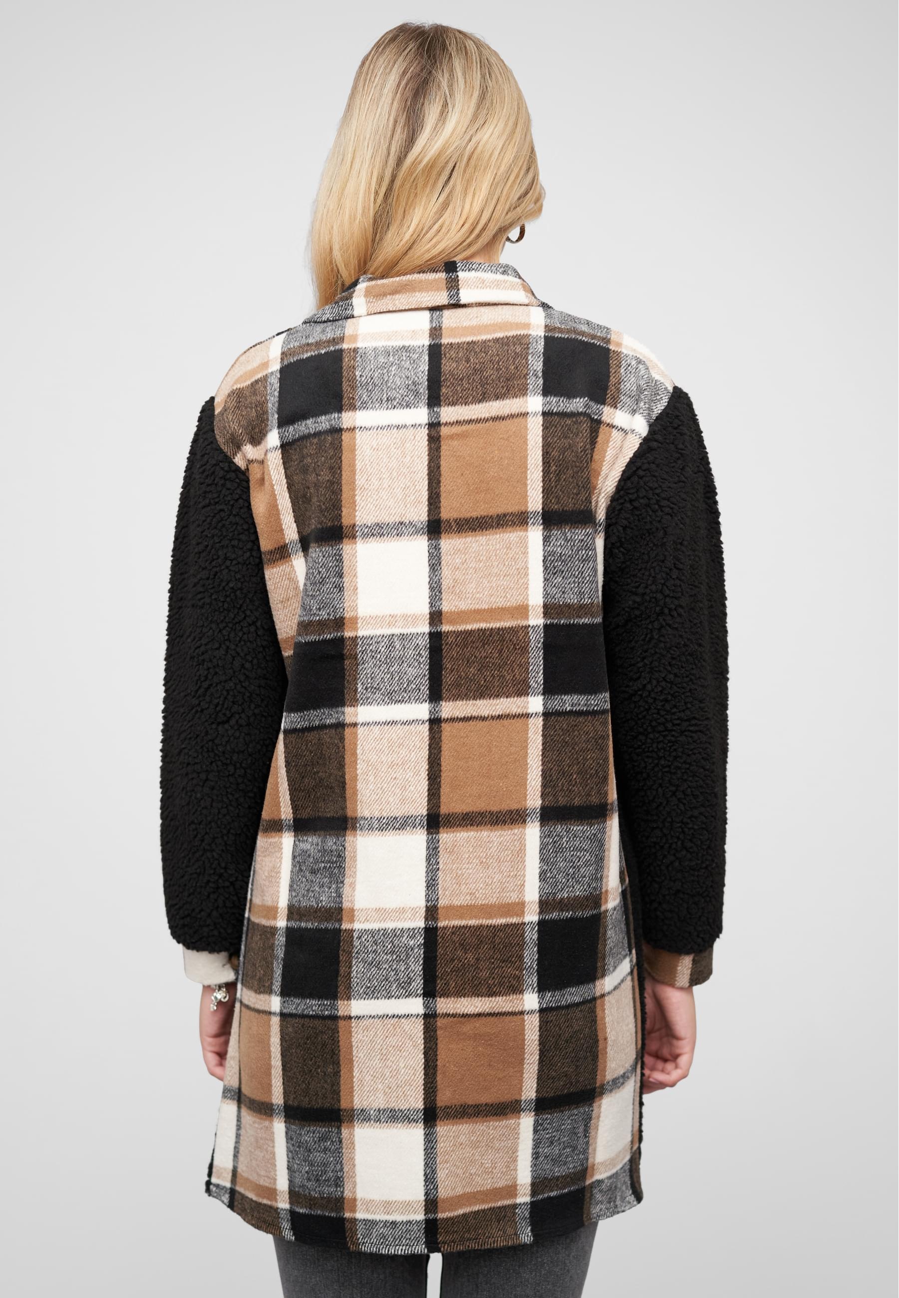 CLOUD 5IVE Winterjacke »CLOUD 5IVE Teddyfell Shacket-Jacke Mantel mit 2 Brusttaschen«, (1 St.), ohne Kapuze