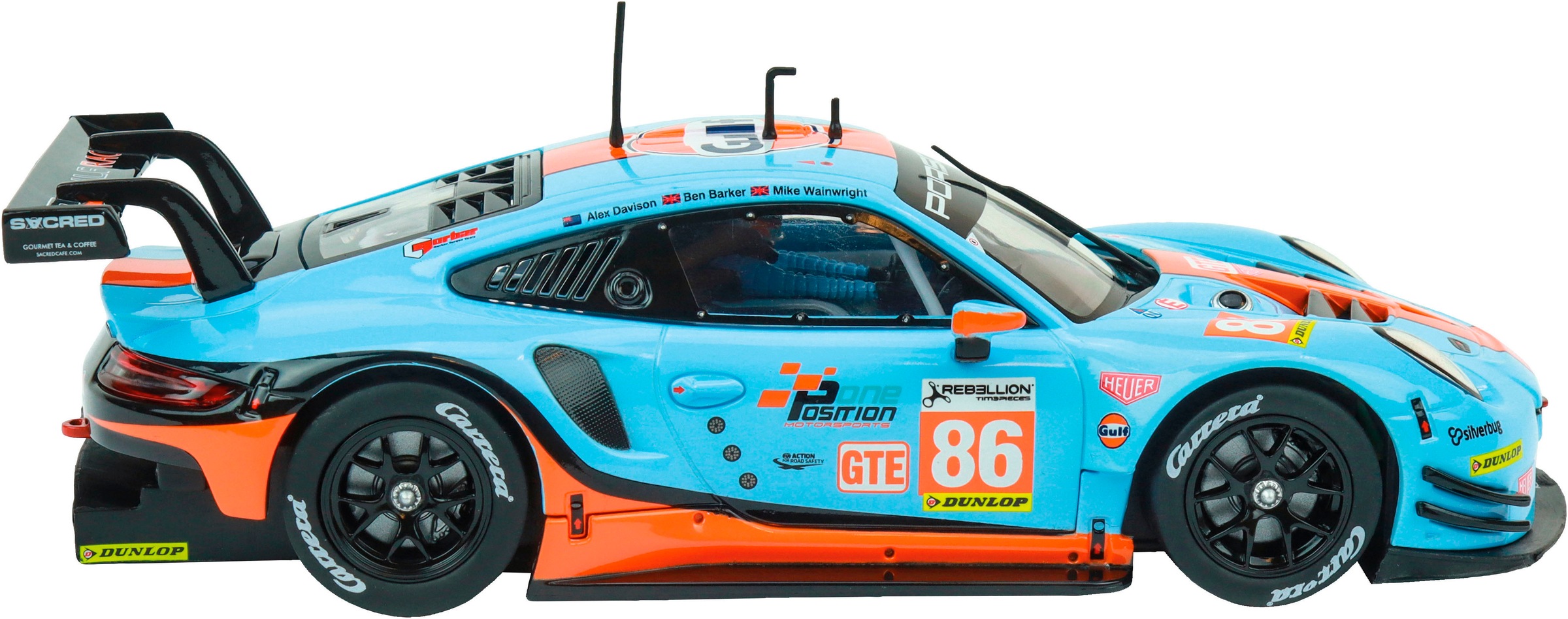 Carrera® Rennbahn-Auto »Porsche 911 RSR "Gulf Racing, Mike Wainwright, No.86"«, Silverstone 2018; mit Lichteffekt